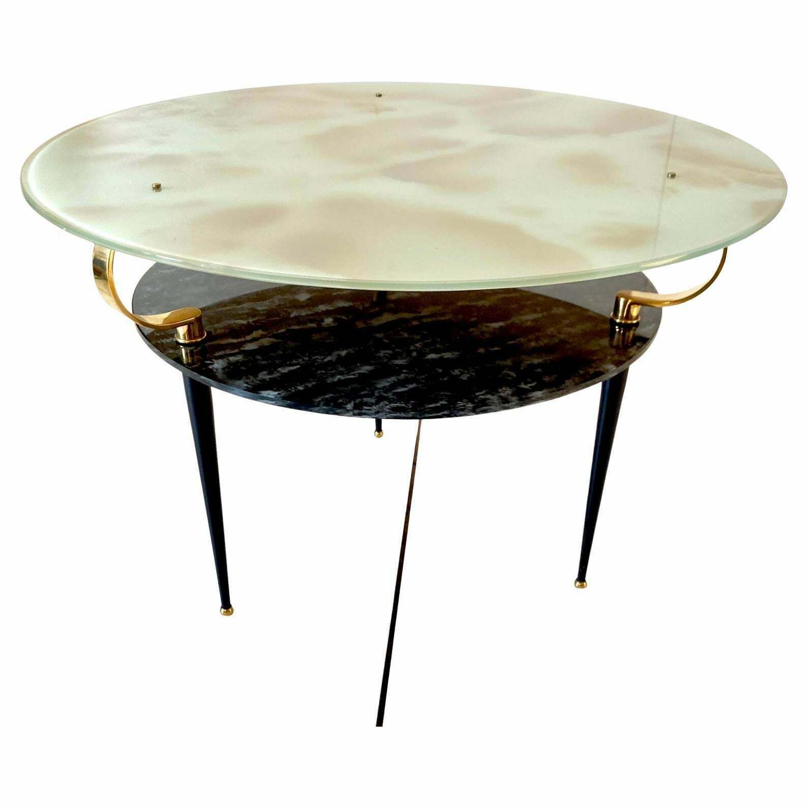 Mid Century Modern Glass Table In The Style Of Fontana Arte, Italy 1950s
