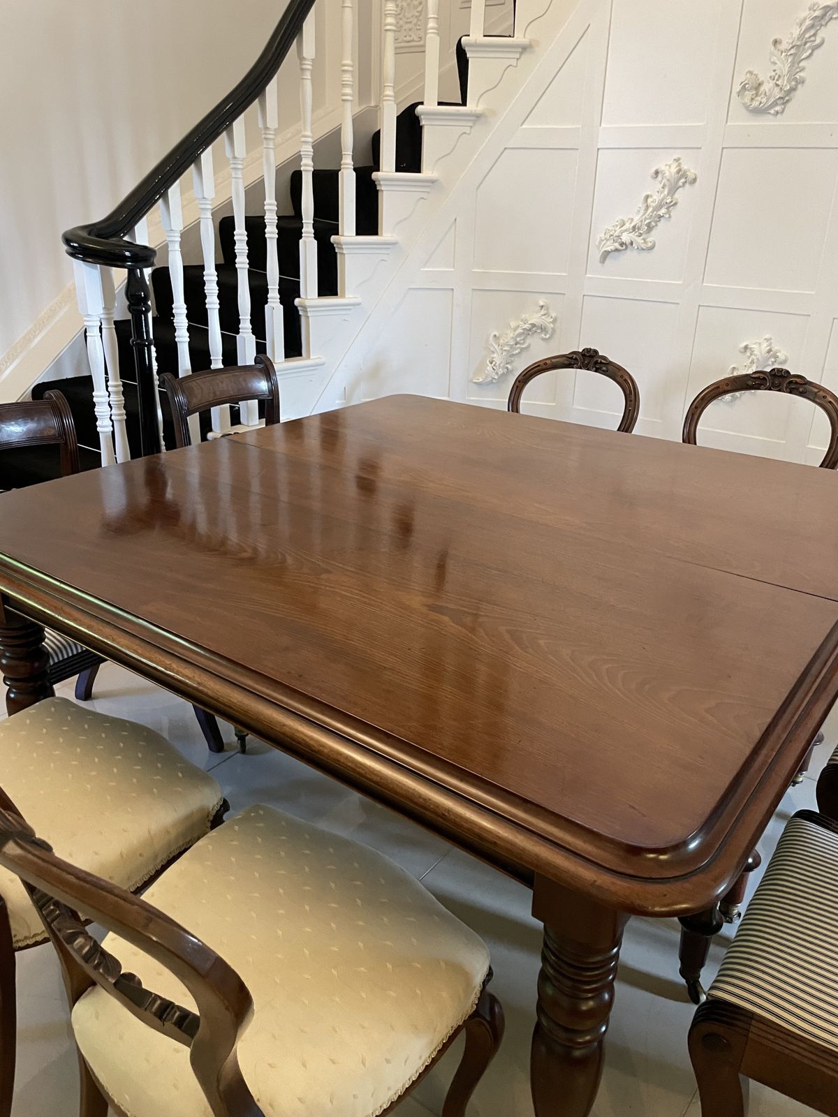 Rare Irish 12/14 Seater Metamorphic Antique 19th Century Superb Quality Figured Mahogany Dining Table photo furniture