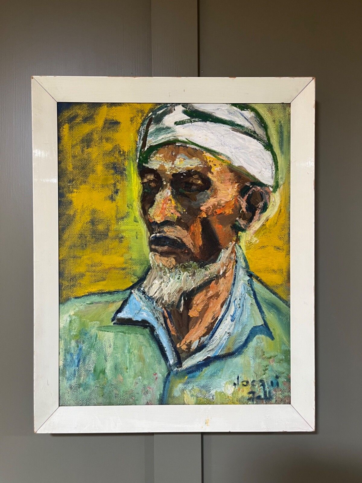 Portrait Oil Painting Portrait Of Arab Man Striking Abstract photo furniture