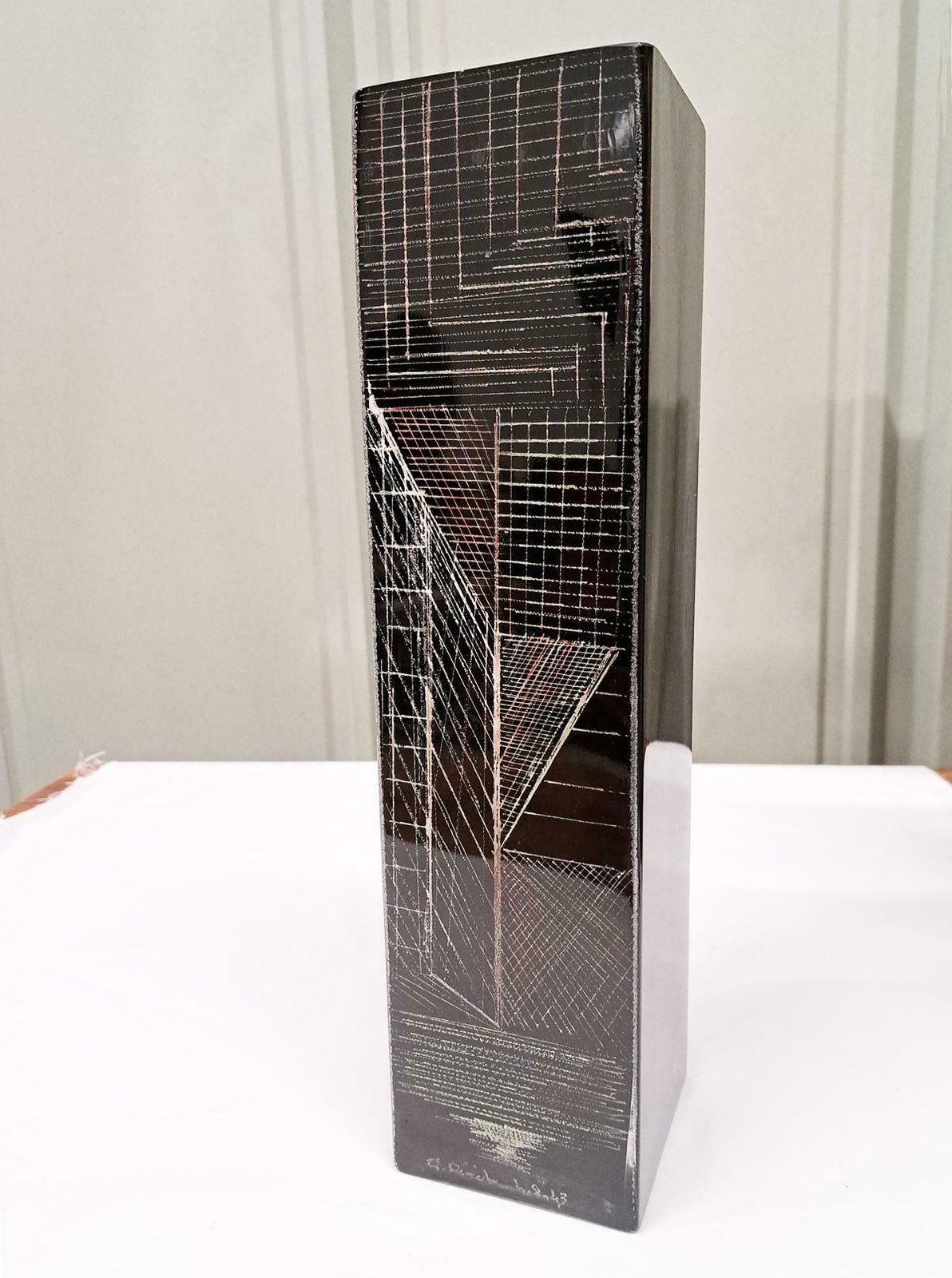 Cubist Vase Signed Anatole Riecke, Paris France, 1943 photo buy