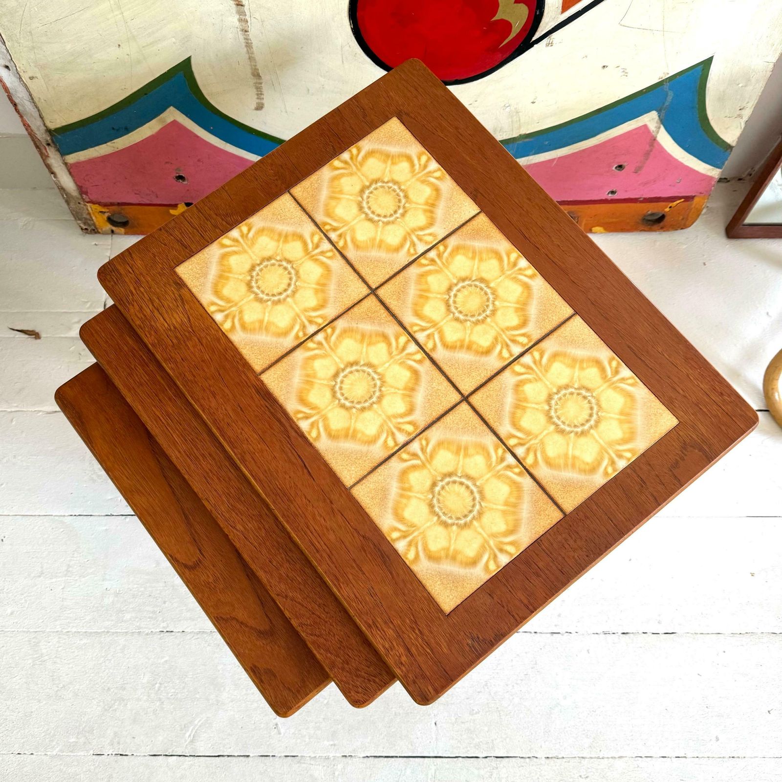 A Super Set Of 1960s Teak And Tiled In Kofod Larsen G Plan Nest Of Tables photo furniture