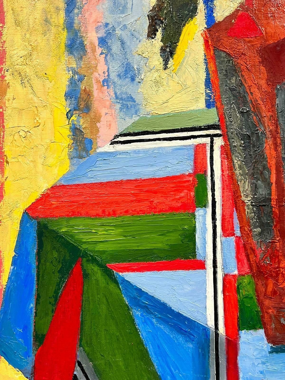Josine Vignonmid Century French Cubist Signed Oil Painting Still Life Of Flowers In Vase1960's photo Art