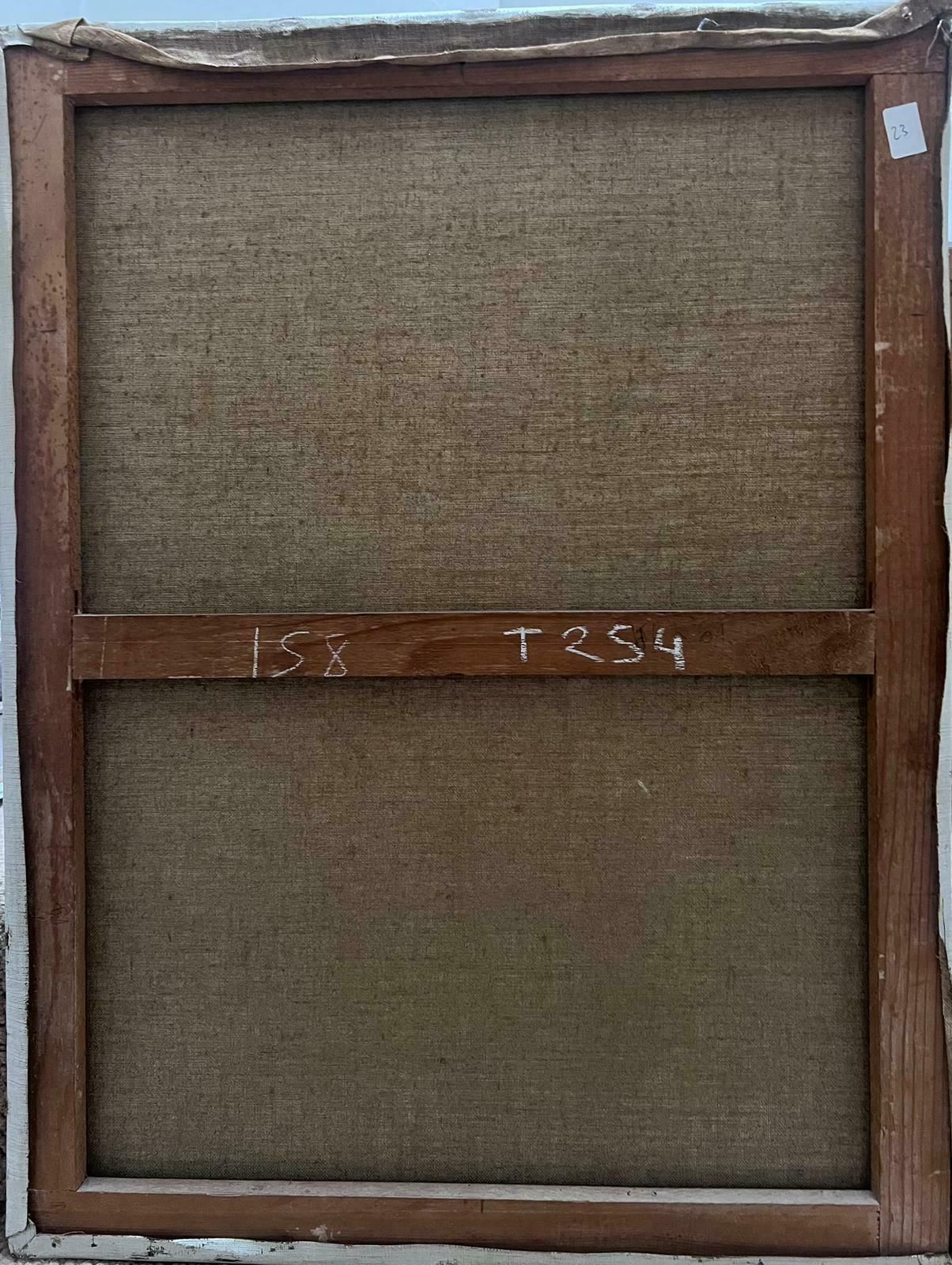 Large Antique Oil Painting The Mona Lisa After Da Vinci's Famous Painting photo vinterior