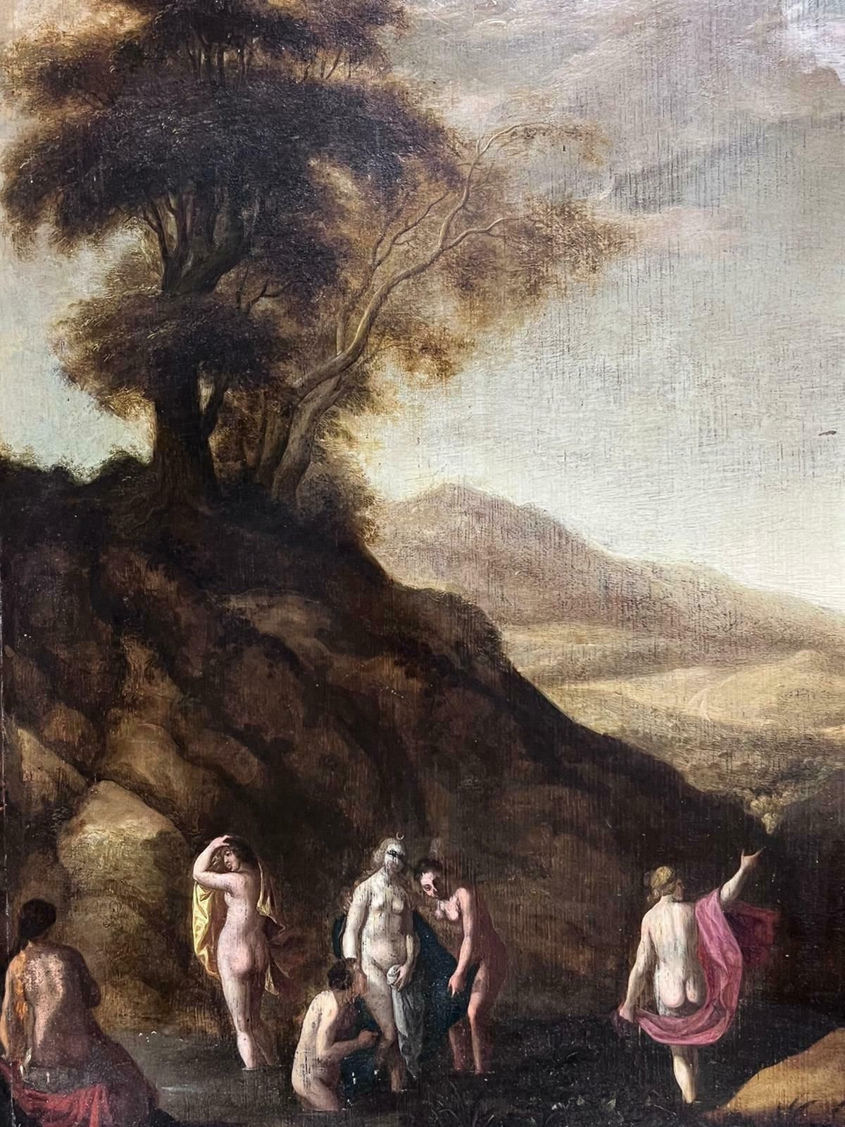 French Old Master 17th Century1600's French Old Master Oil Painting Nude Figures In Landscape Oil On Panel photo buy
