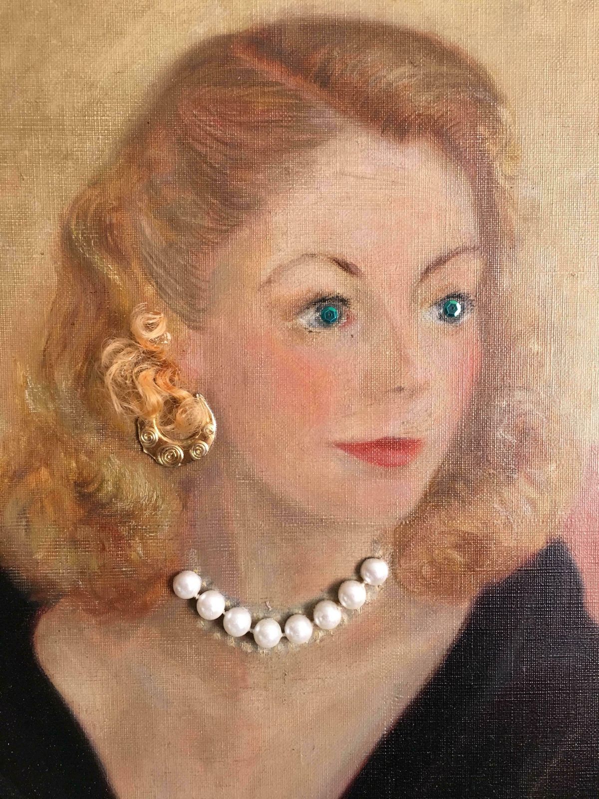 Edward Fish1950’s Parisian Girl   Collage Painting C.1950 photo Art