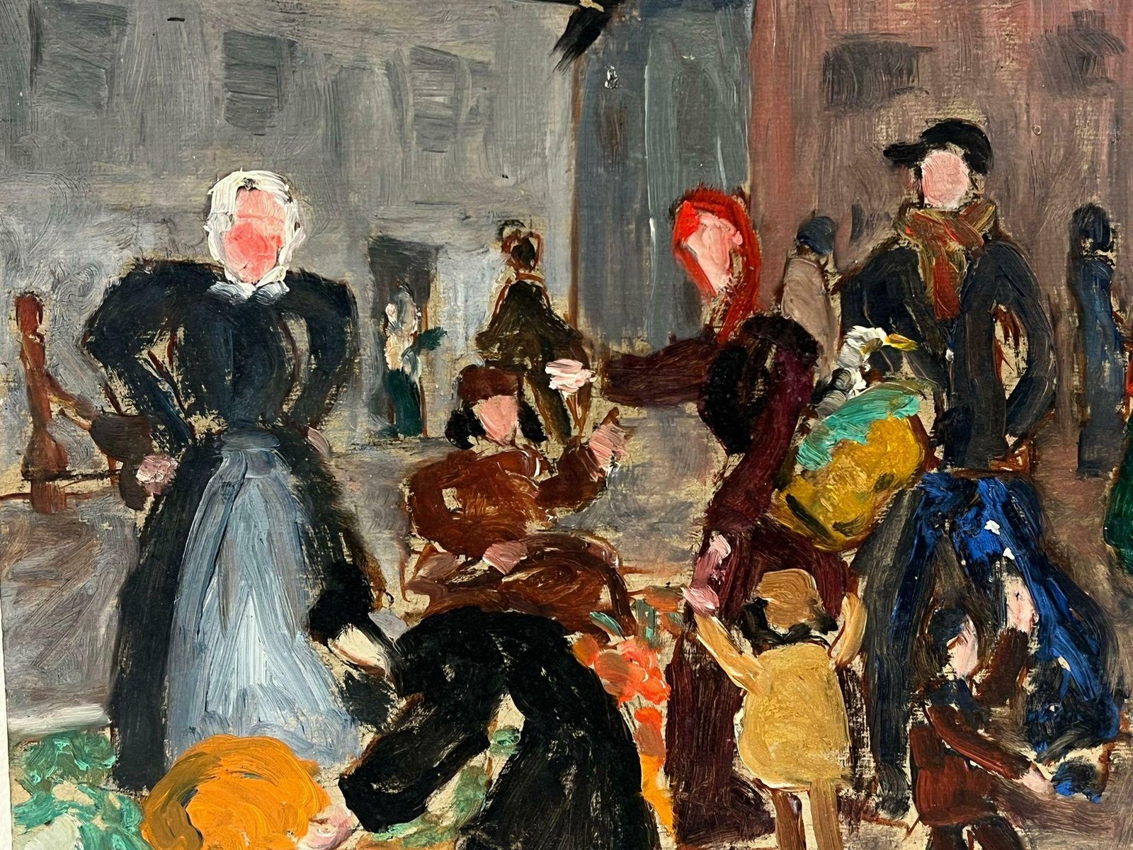Simone Forge1930's French Post Impressionist Busy French Market Scene Many Figures1930's photo 835.0