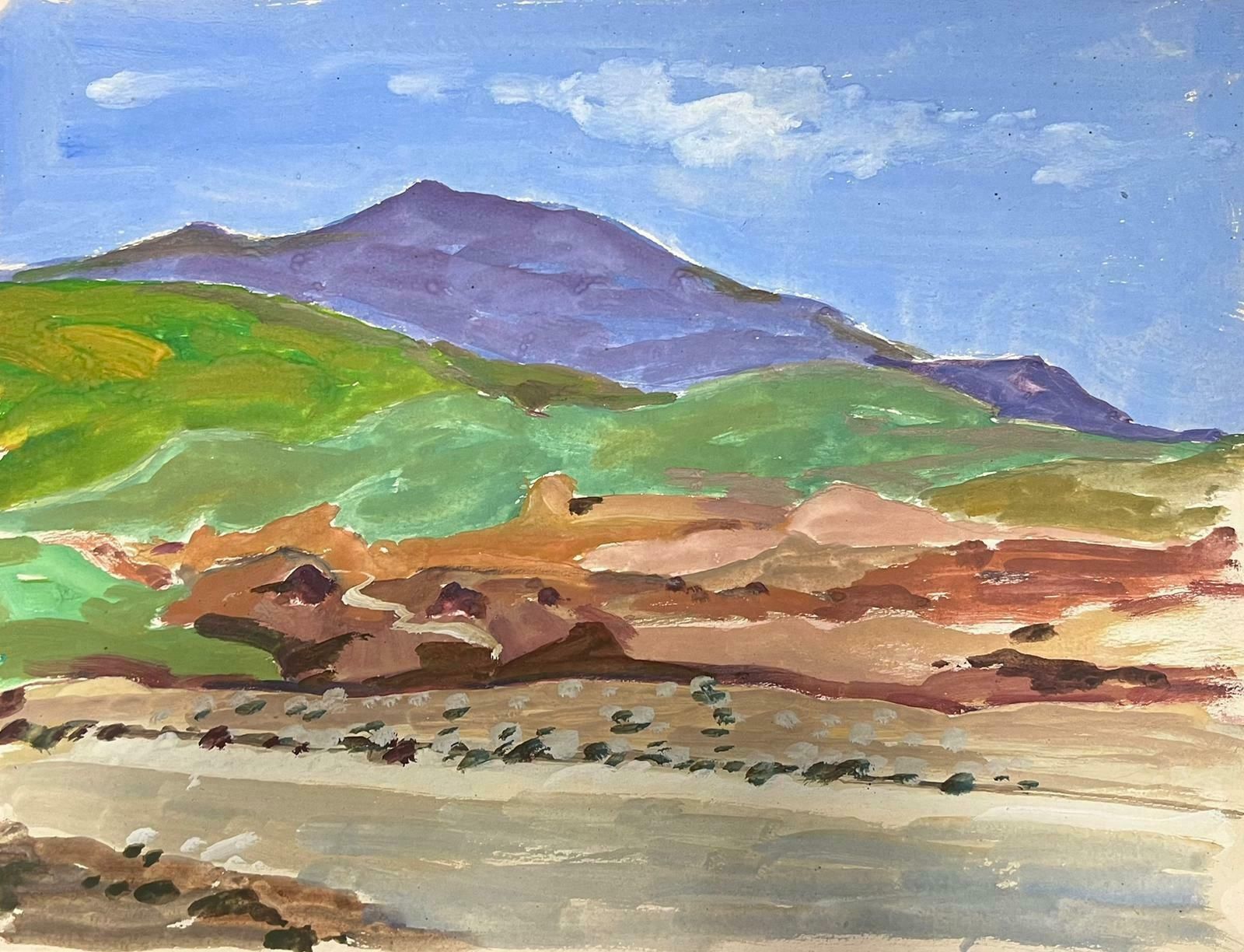 Louise Alix1930's French Impressionist Gouache Colourful Mountain Landscape1940's