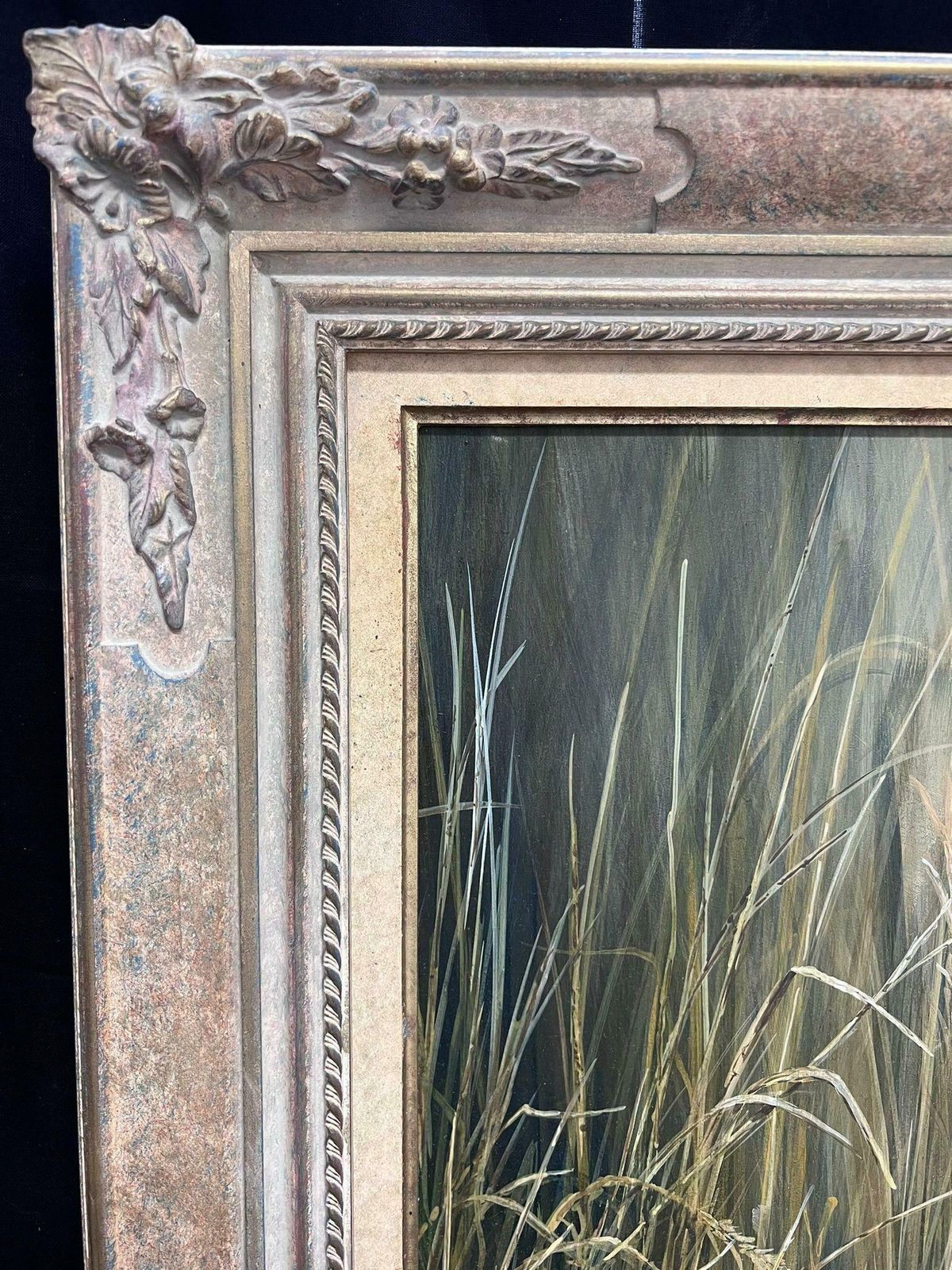 British School Majestic Tiger Tall Grass Realistic Wildlife British Oil Painting Ornate Frame photo buy