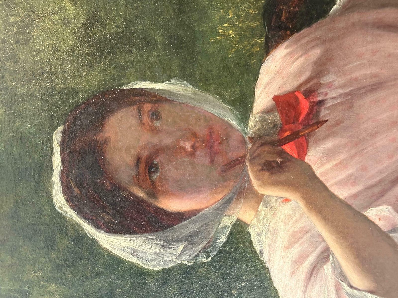 photo furniture Arthur Rankley (1819 1872) Large Victorian Signed Oil Painting Lady Artist Seated Sketching In Garden 18621862