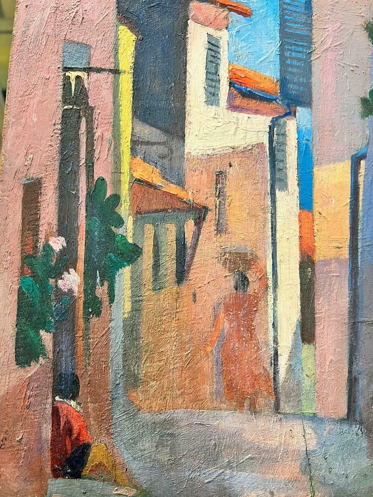 Suzanne Crochetprovencal Sunny Old Town 1930's French Post Impressionist Oil Paintingc. 1930's photo furniture