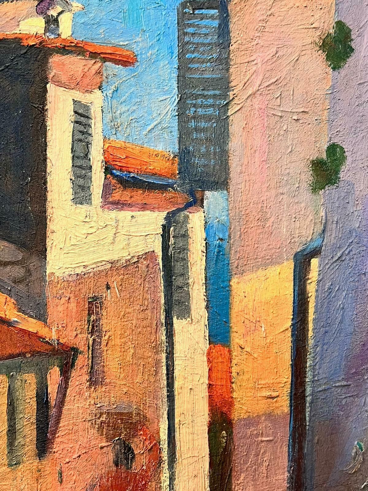Suzanne Crochetprovencal Sunny Old Town 1930's French Post Impressionist Oil Paintingc. 1930's photo Art