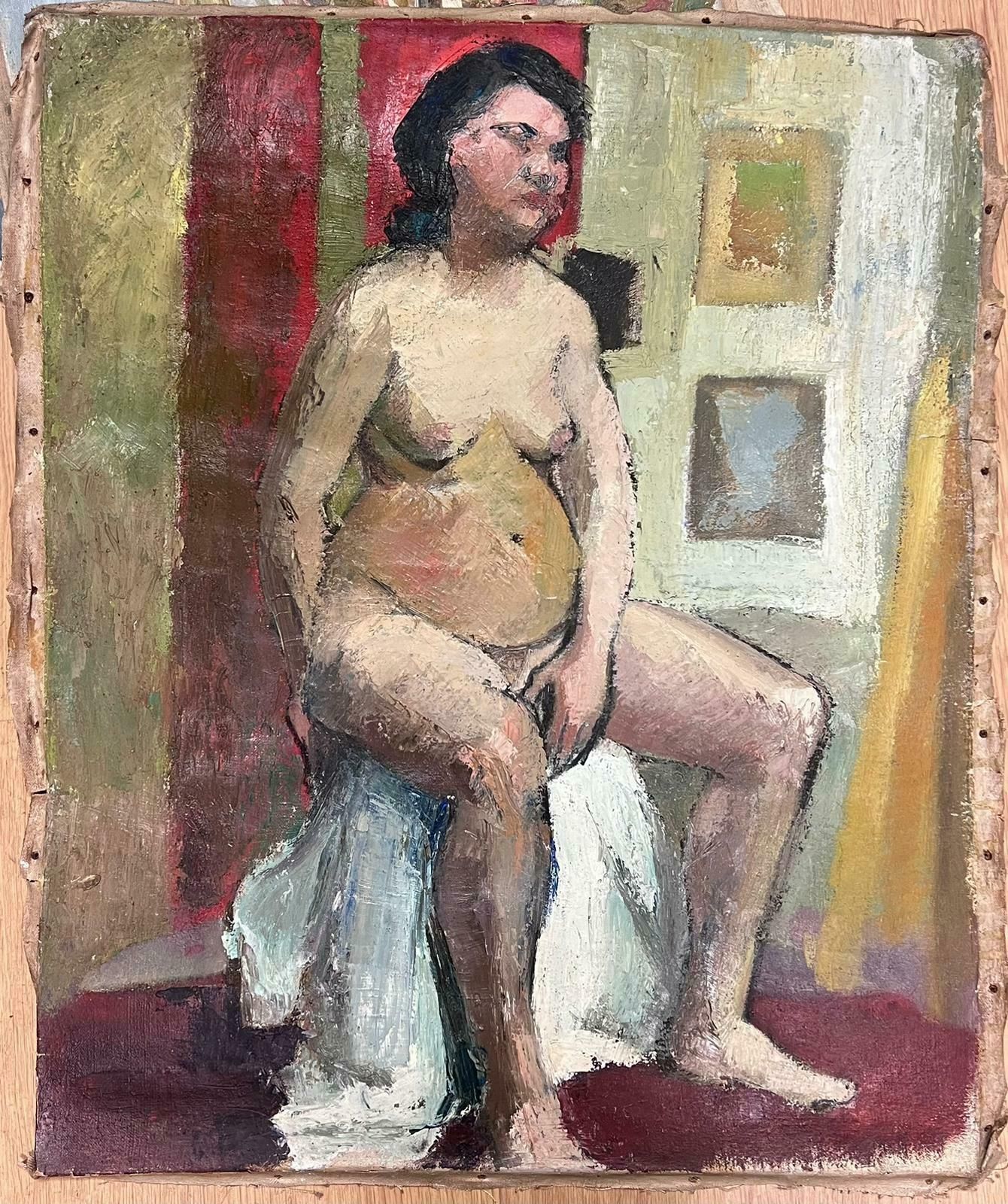 Josine Vignon1950s French Post Impressionist Nude Lady Artists Model Painting1950s photo furniture