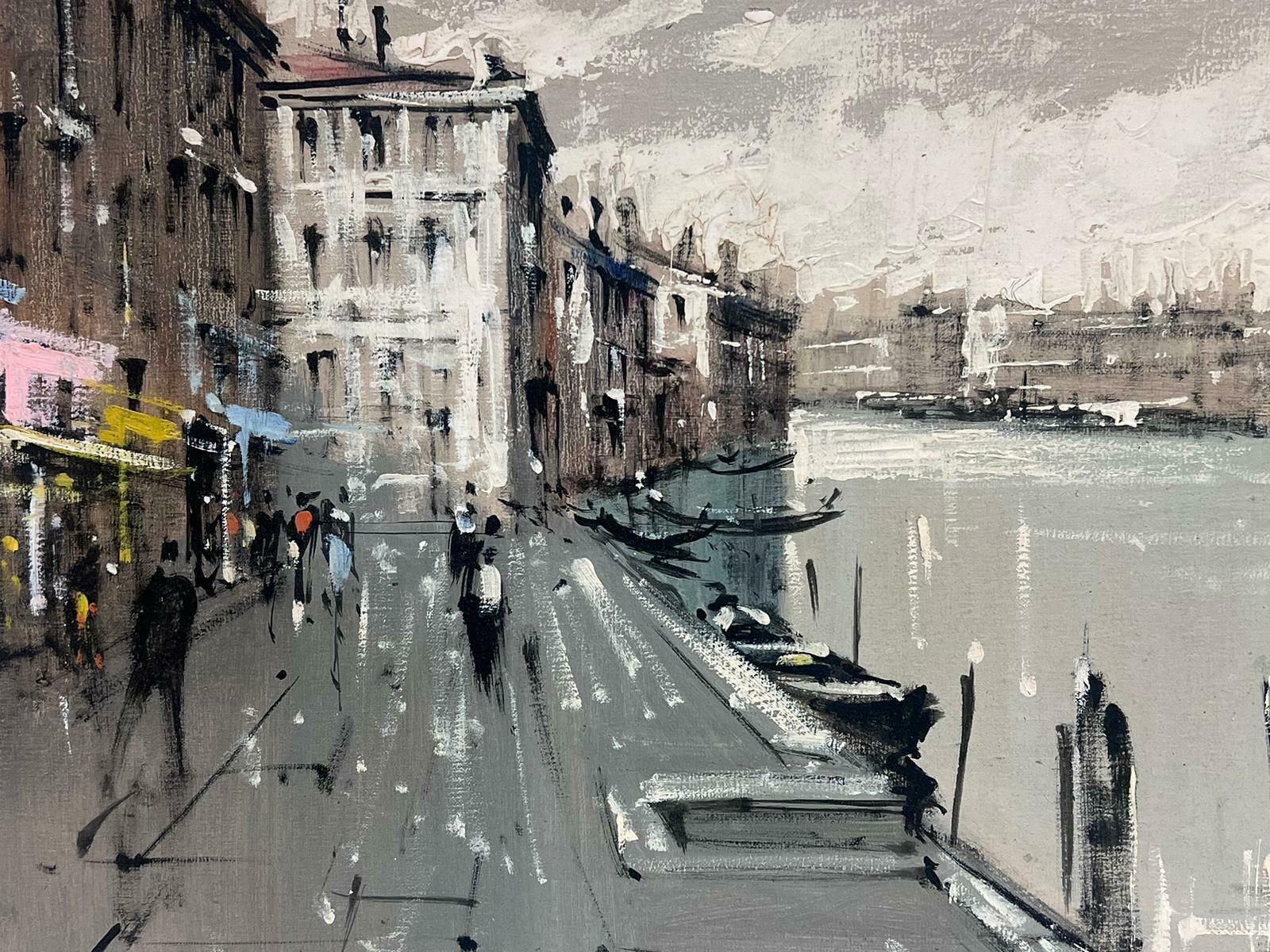 Alvarezlarge 1960's Modernist Signed Oil Painting Venice Grand Canal Atmospheric Work photo for sale