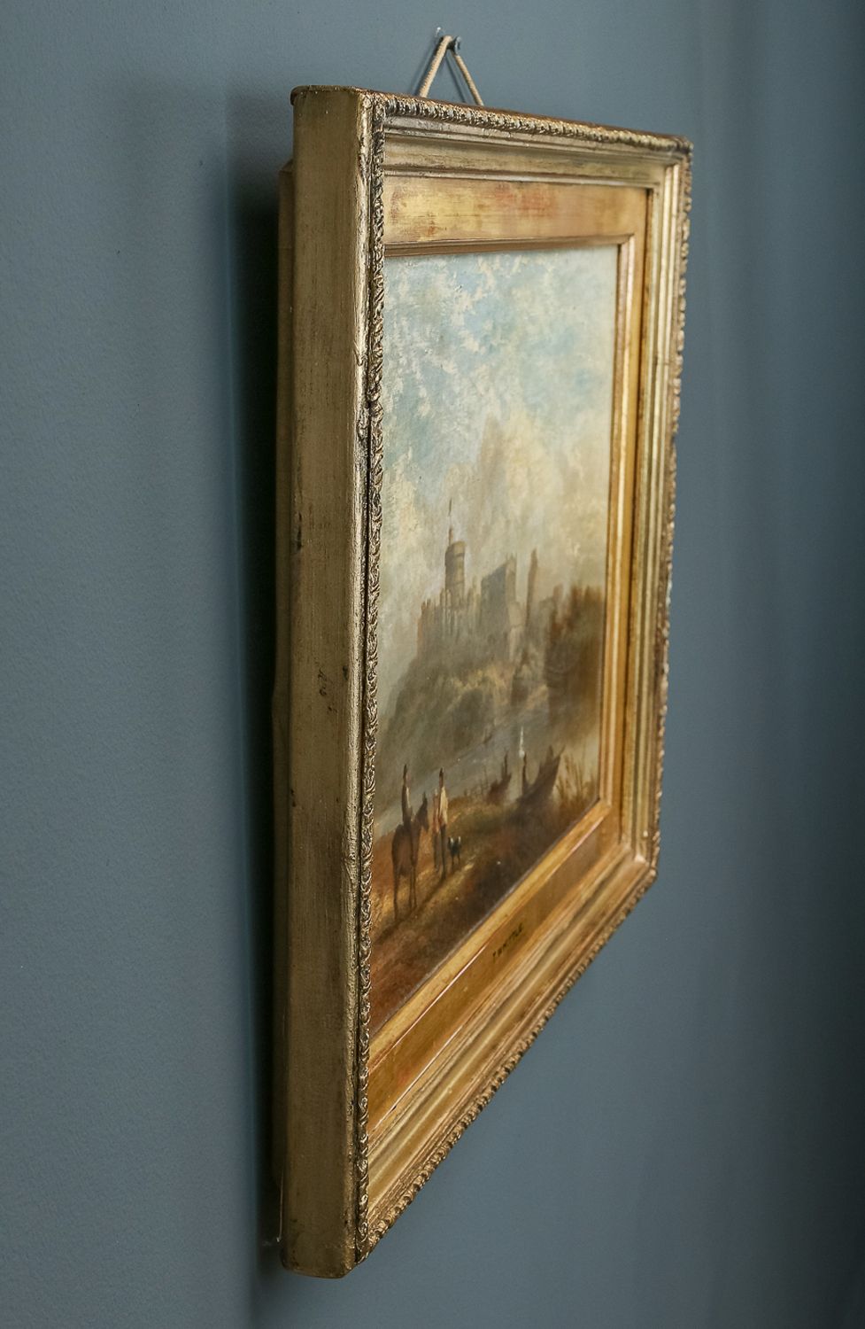 photo vinterior English Victorian Windsor Castle Landscape Oil Painting Picture By Thomas Whittle The Younger (Circa 1880)
