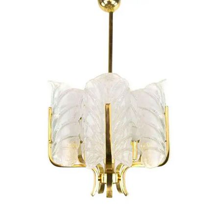 Scandinavian Brass Chandelier By Carl Fagerlund For Orrefor