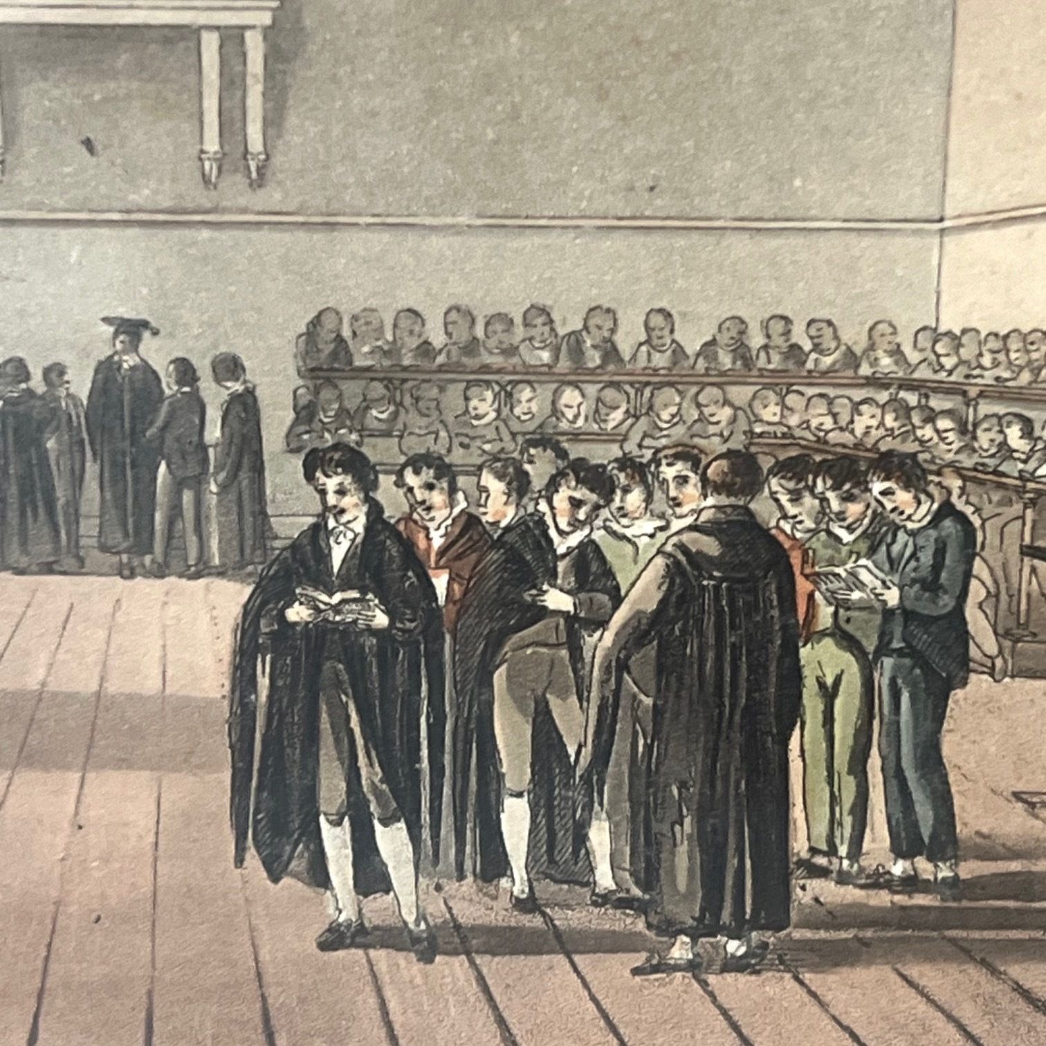 Aquatint Of Charter House, 1800s photo furniture