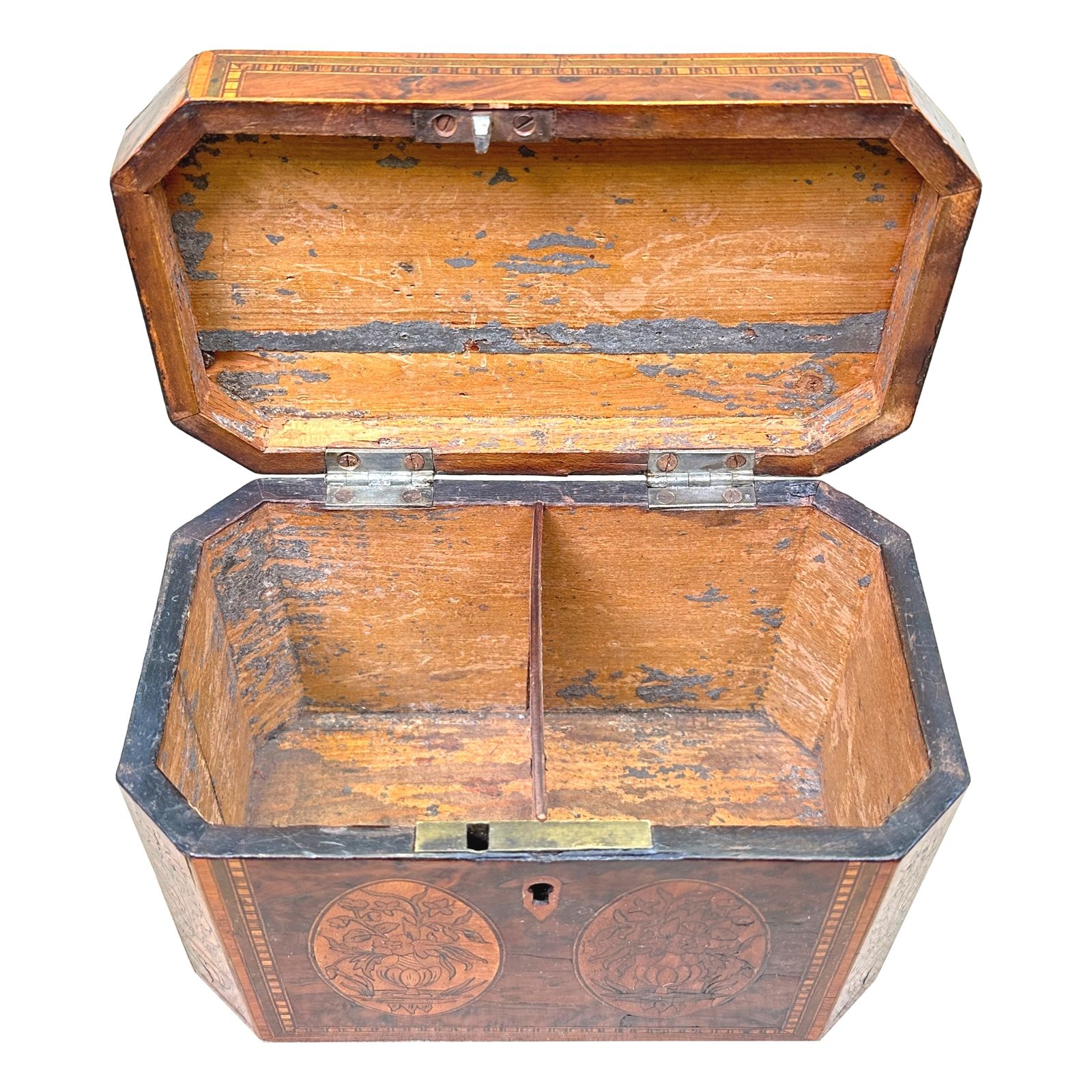 Georgian Yew Tea Caddy With Floral Inlaid Decoration (England, Circa 1780) photo Home Decor