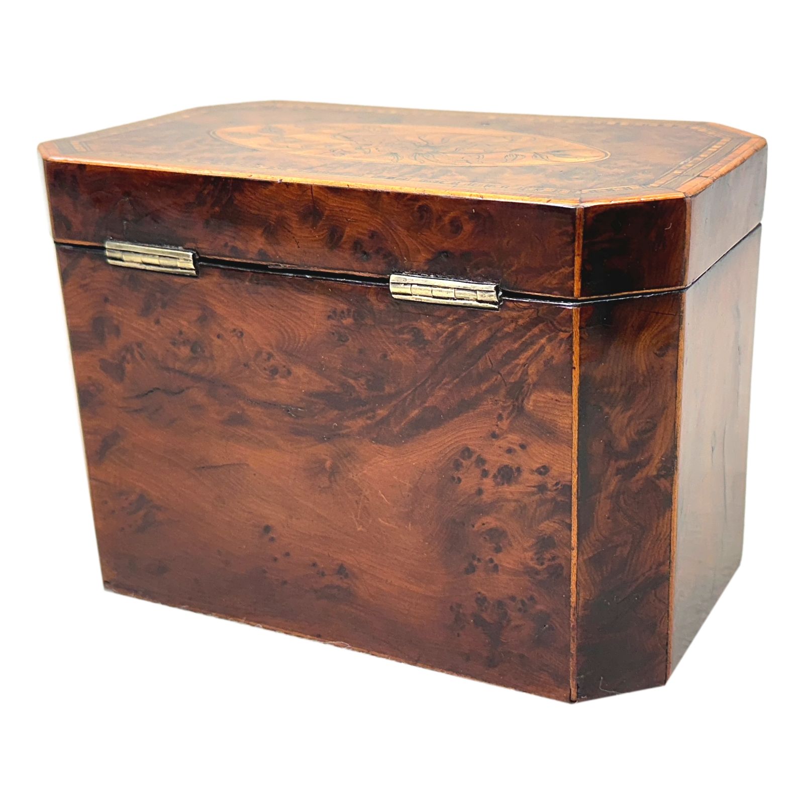 photo furniture Georgian Yew Tea Caddy With Floral Inlaid Decoration (England, Circa 1780)
