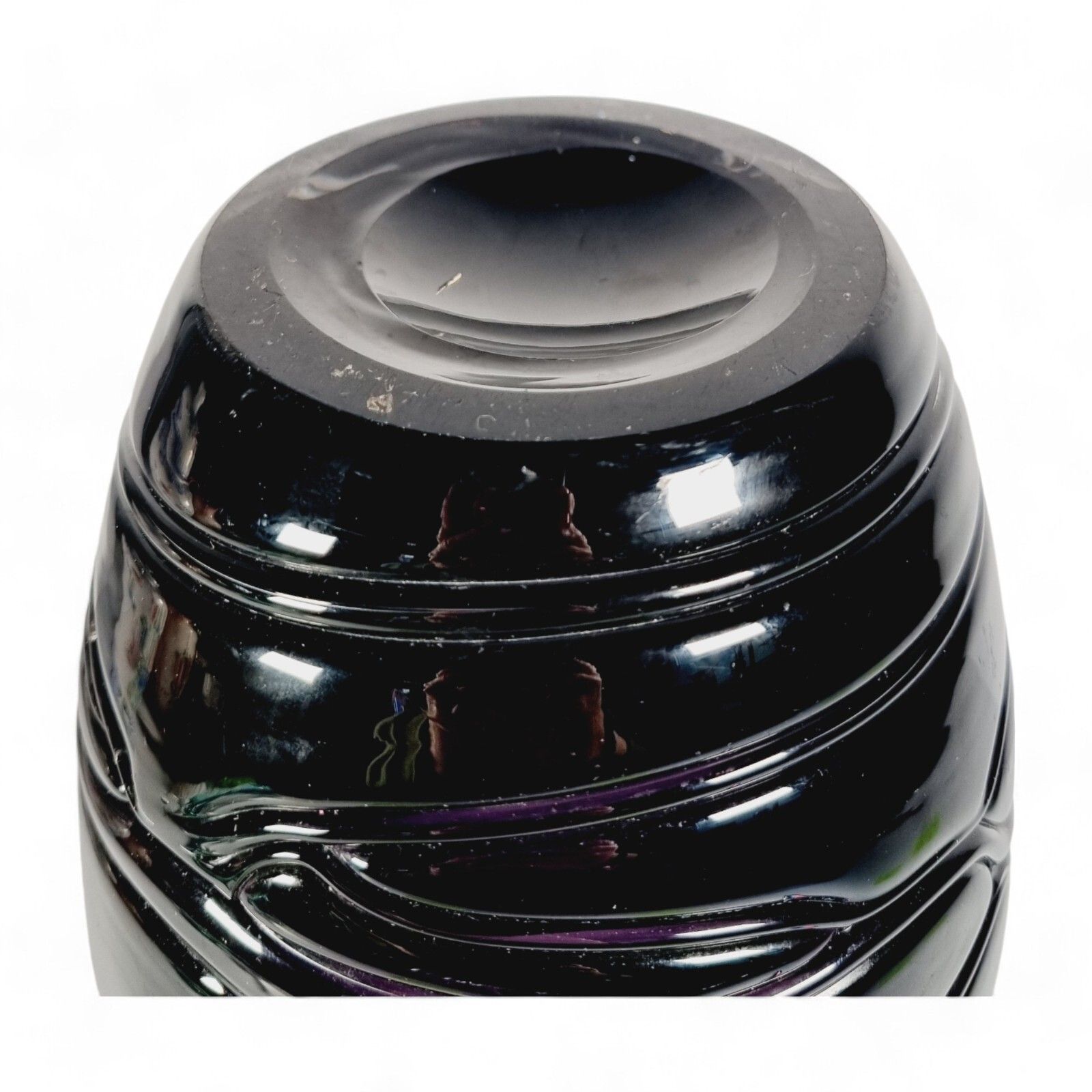 Vintage Glass Vase Art Glass Purple Large Wavey Abstract Art Heavy Vase photo vintage
