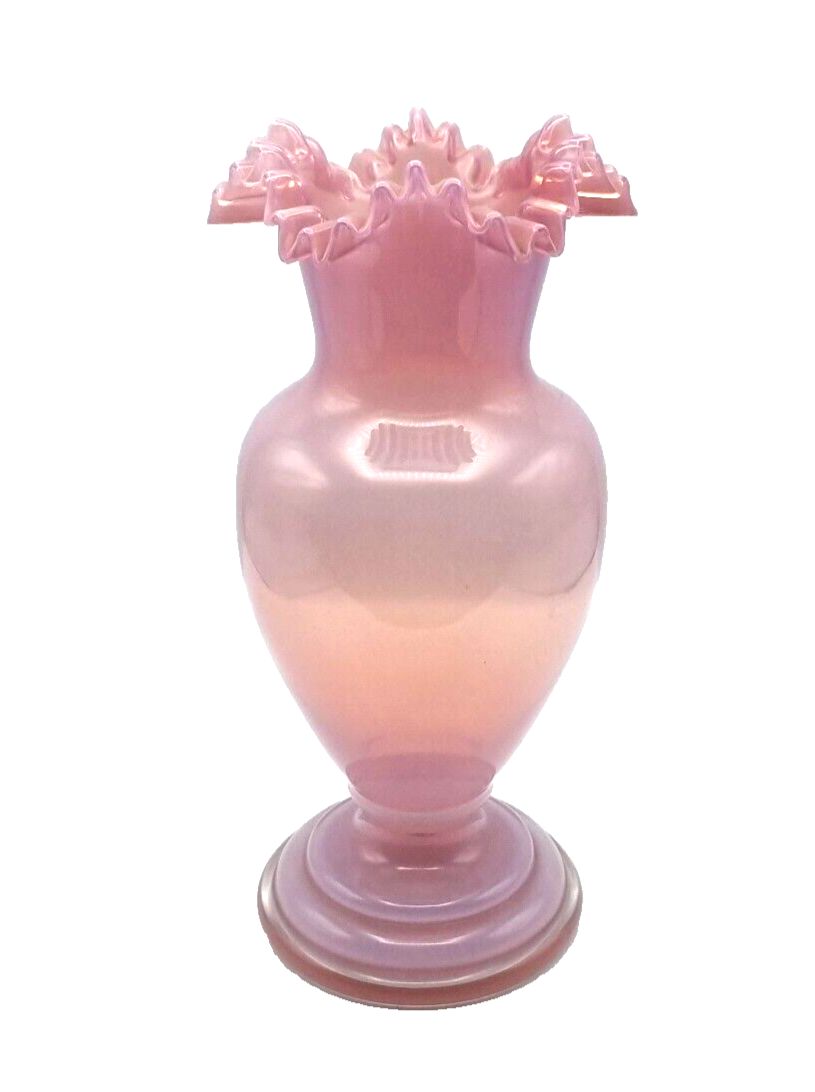 Victorian Vase Pink Opaline Glass Vase Ruffled Neck Glass Vase Stunning!