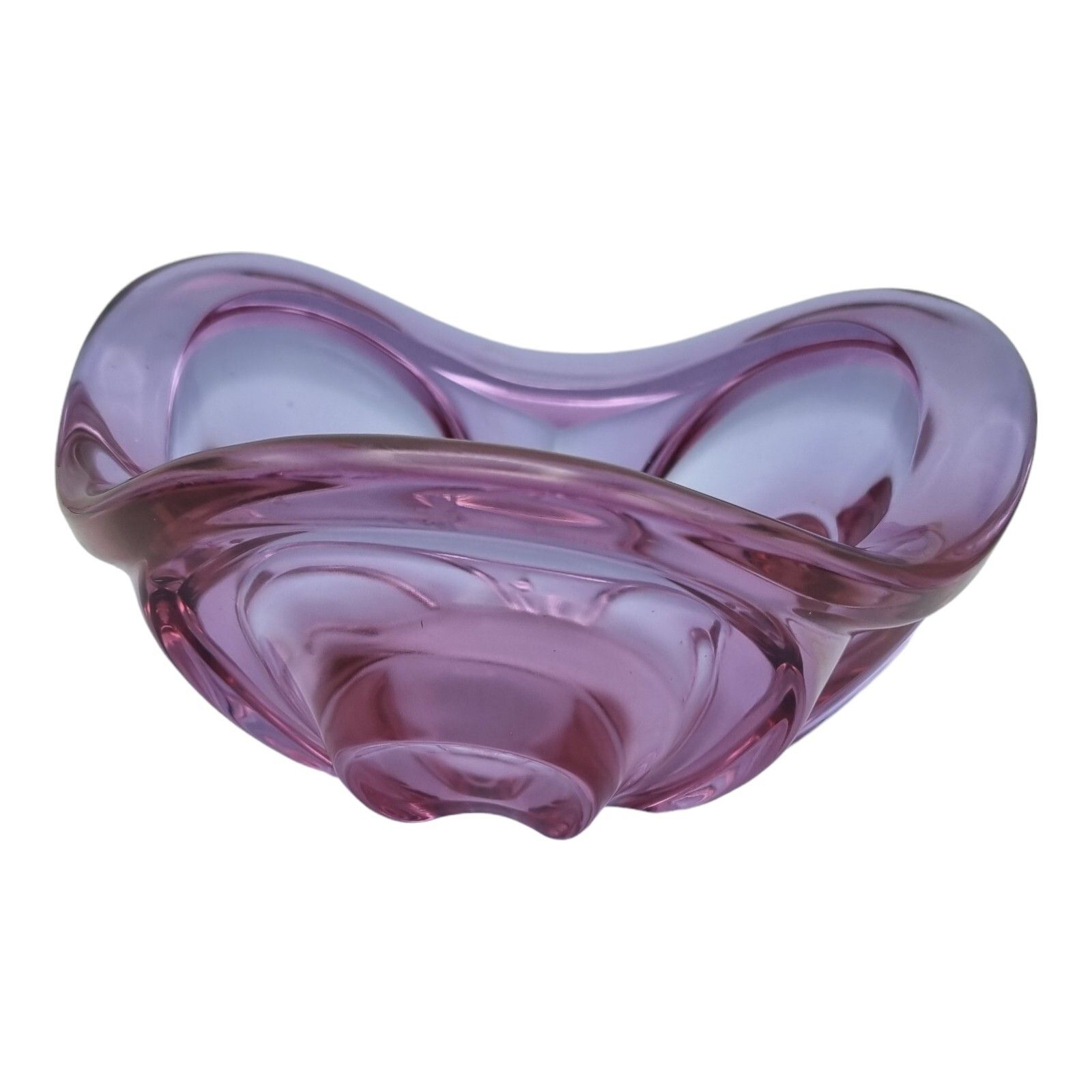 Murano Glass Bowl In Rose Made In Italy Centre Piece Mid Century Art Glass photo for sale
