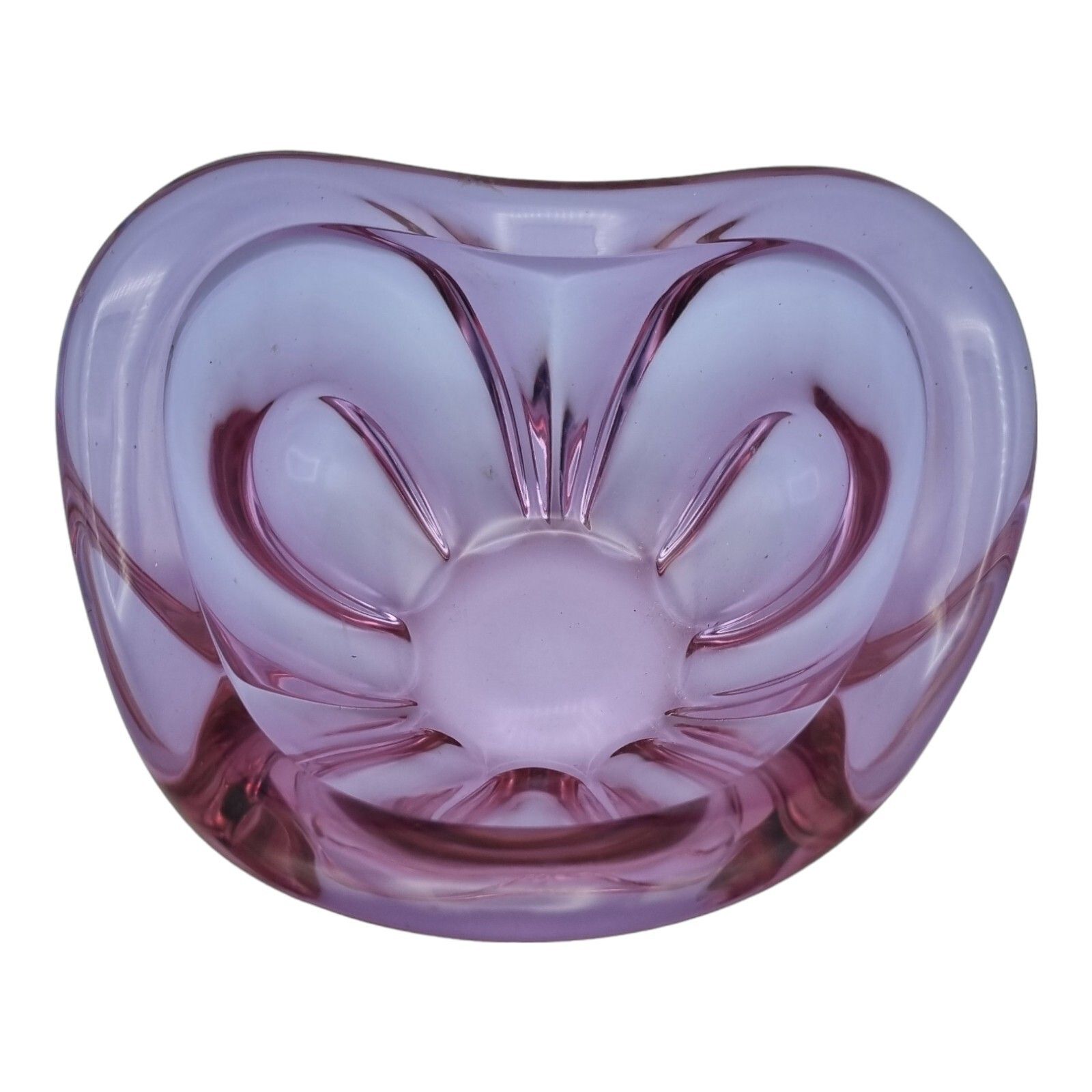 Murano Glass Bowl In Rose Made In Italy Centre Piece Mid Century Art Glass photo Home Decor