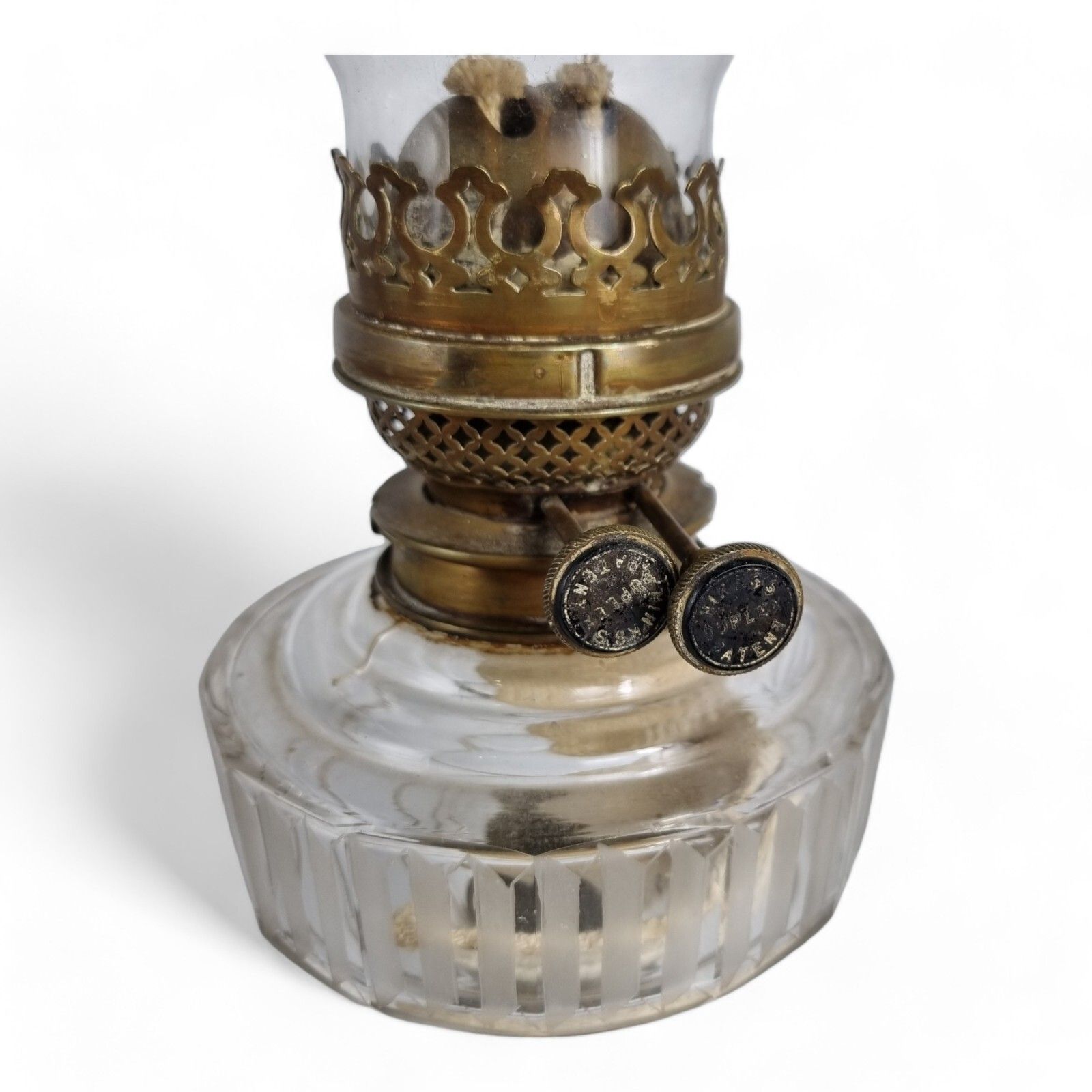 Antique Oil Lamp Hinks Patent Glass Cast Iron Base Victorian photo for sale