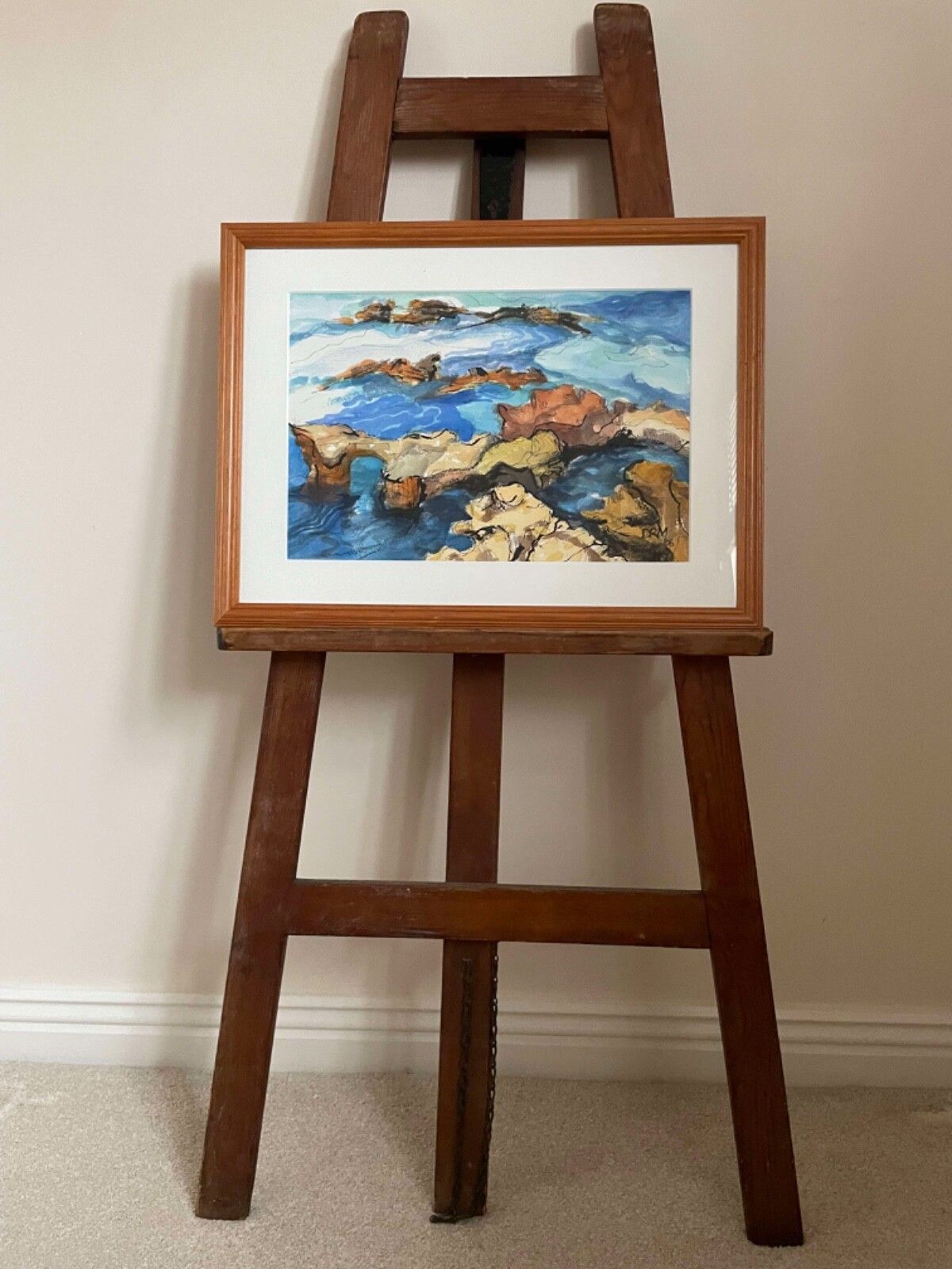 Vintage 2006 Drm Cornish School Oil Acrylic On Paper Seascape Landscape Painting