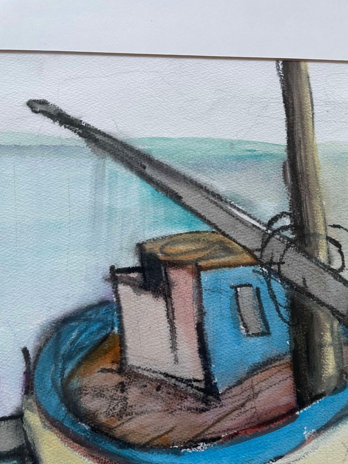 Vintage Contemporary 2002 Drm Cornish School Oil Gauche Abstract Marine Painting photo vintage