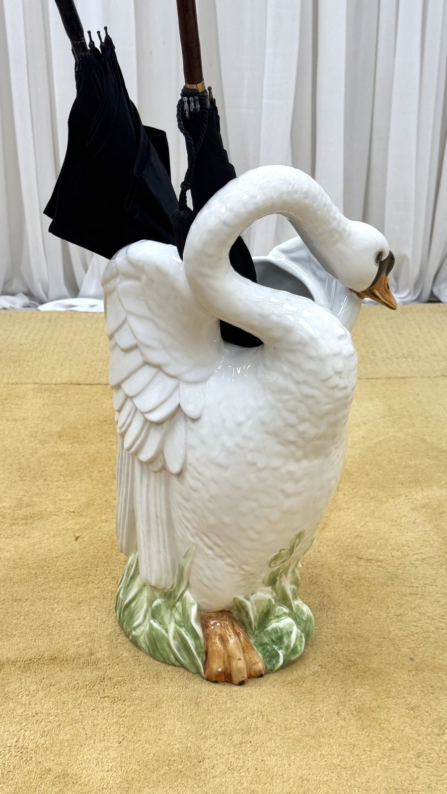 Swan Ceramic Umbrella/ Stick Stand By Bassano, 1970’s, Italy photo furniture