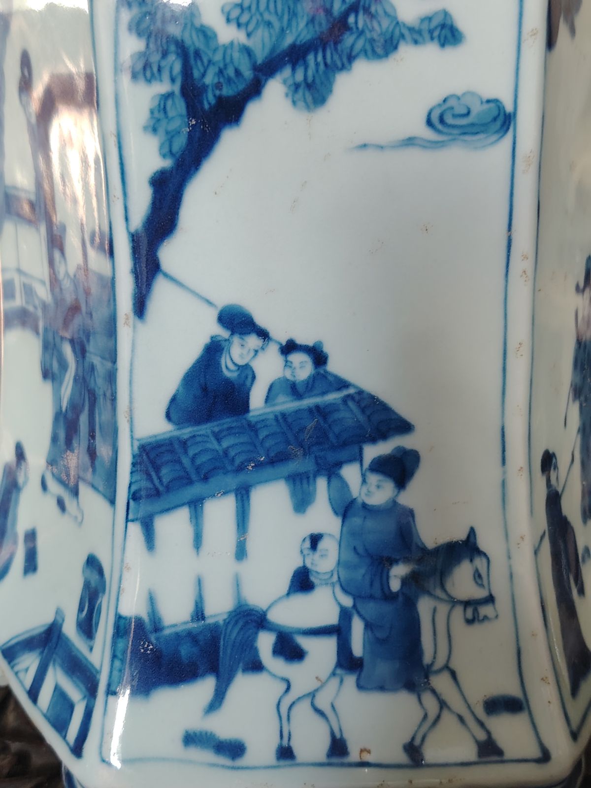 A Pair Of Blue & White Chinese Porcelain Hexagonal Mallet Form Lidded Urns Lampe photo furniture