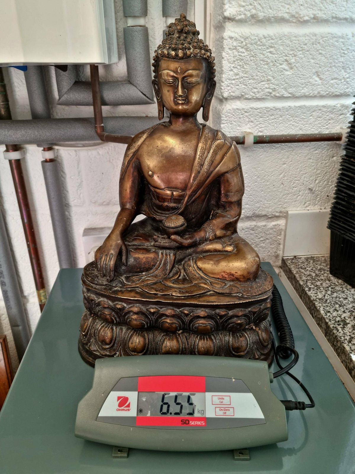 photo for sale Large Antique Buddha, A Fabulous 19th Century Tibetan Bronze Statue Of Bhaiṣajyaguru, 16" Tall & Weighing Over 6.5kg