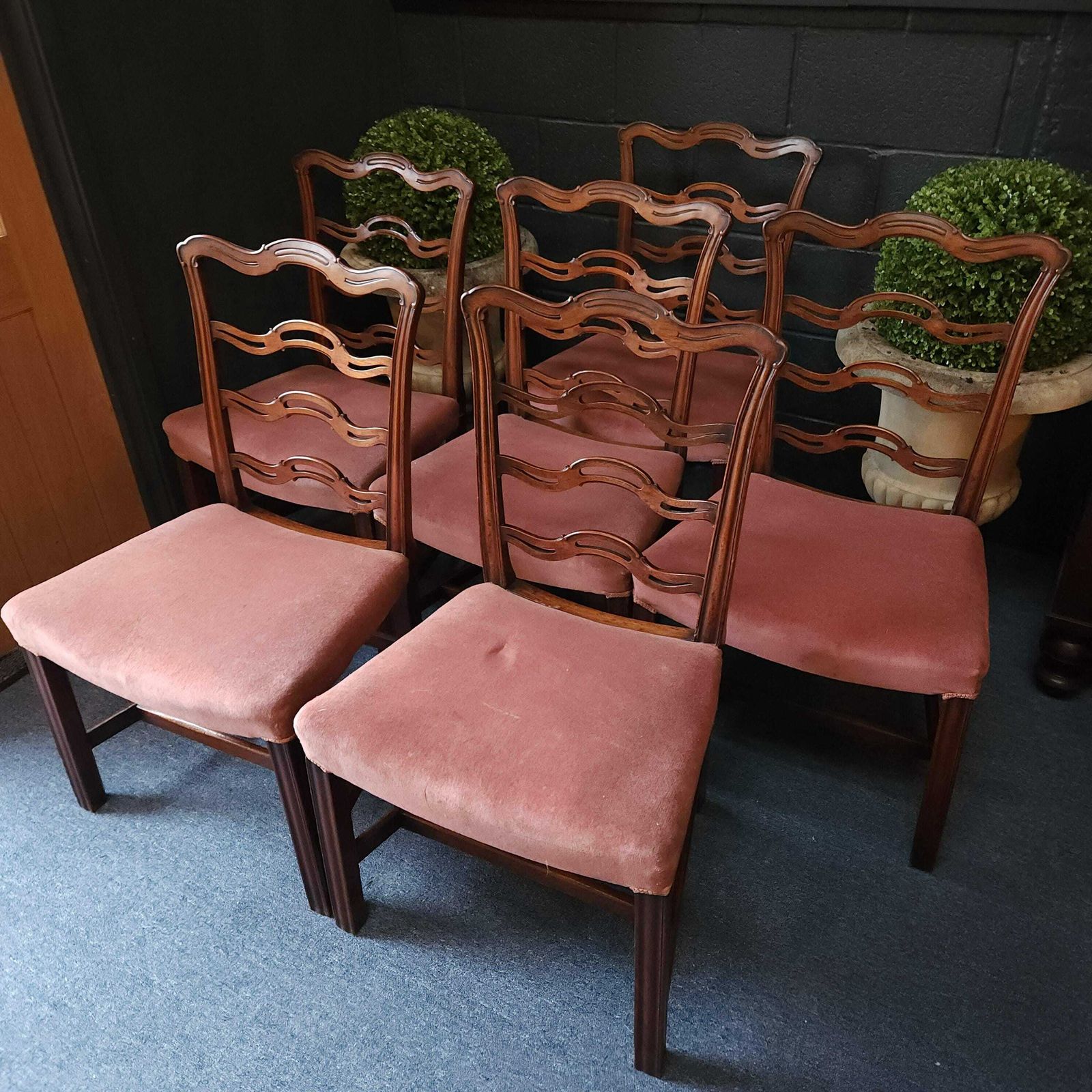 Set Of Six George III 'Wavy' Ladderback Mahogany Dining Chairs photo Furniture