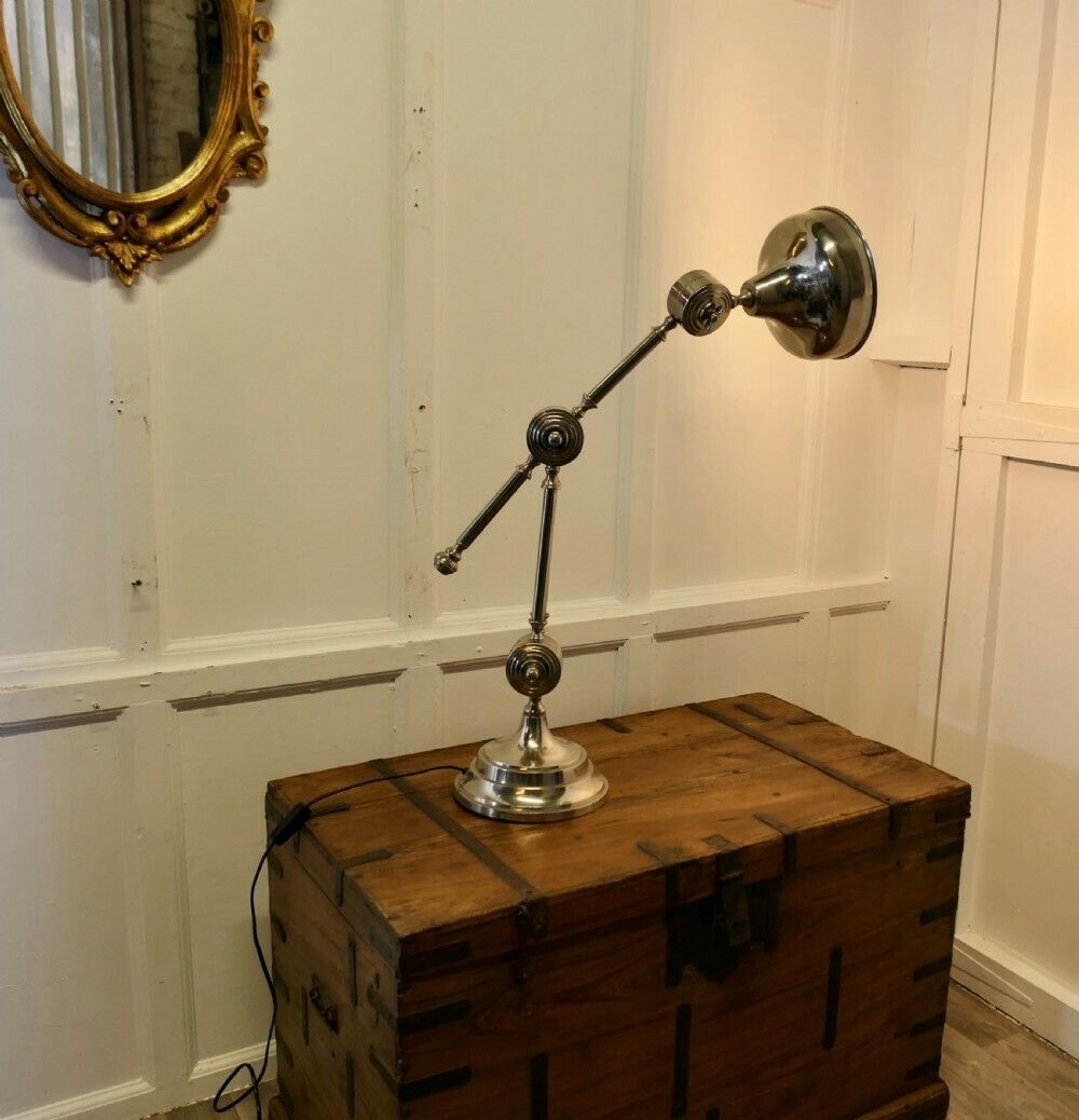 Large Chrome Industrial Style Desk Lamp
