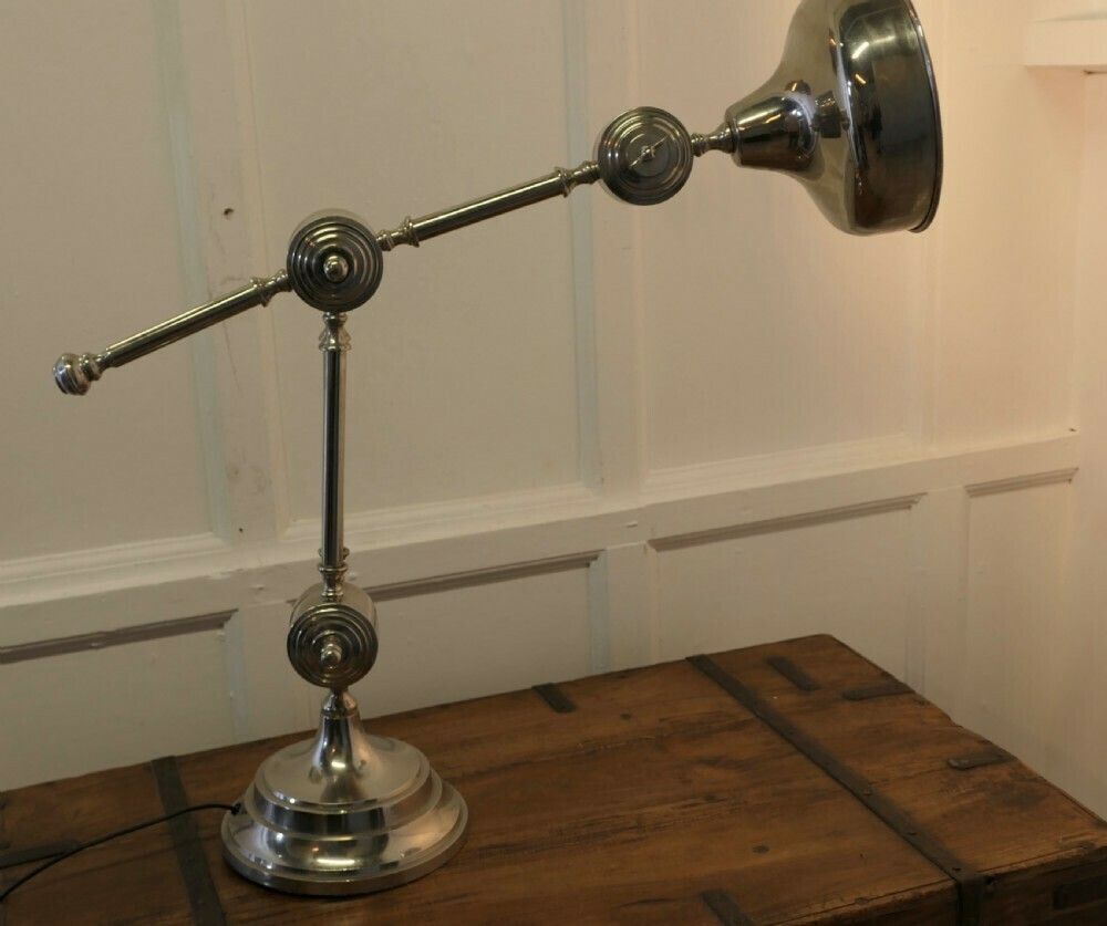 Large Chrome Industrial Style Desk Lamp photo for sale