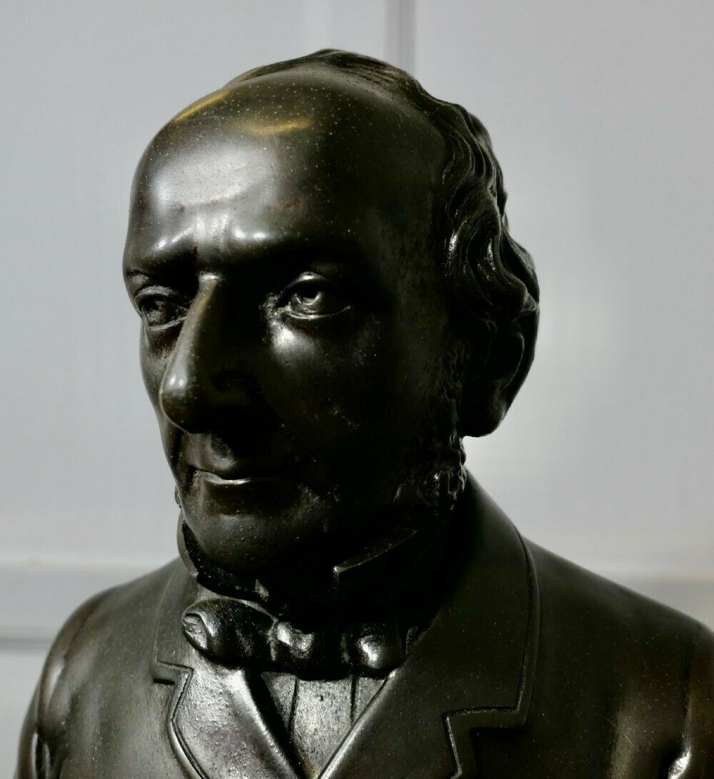 Bronze Finish Spelter Bust William Ewart Gladstone Frs Fss photo vinterior