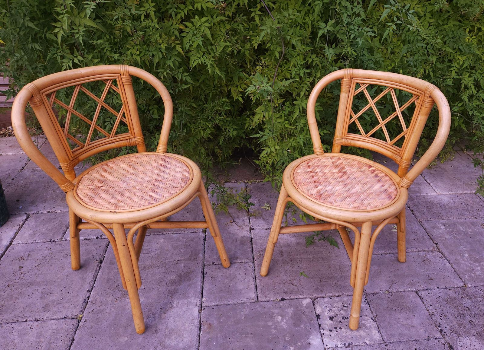 Pair Of Compact & Sturdy, Mid Century Bamboo Chairs photo furniture