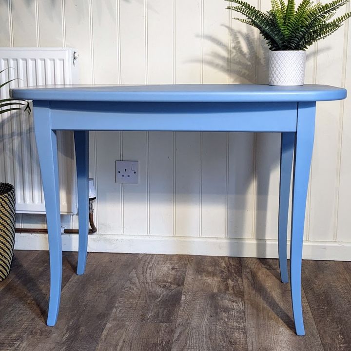 Upcycled Blue Table With Striped Detail By Reduce. Reuse. Refurbish photo furniture