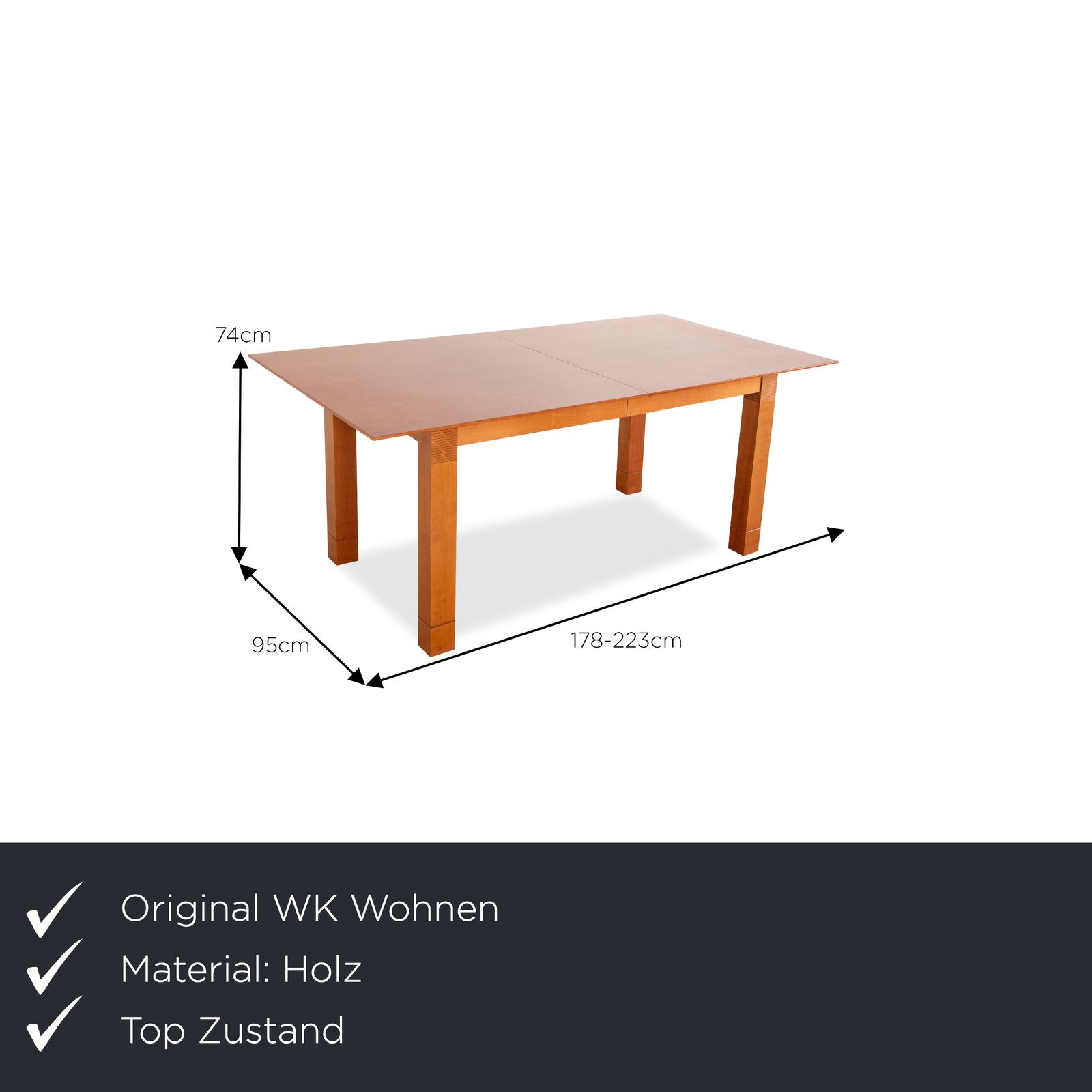 Wk Wohnen Voltaire Houten Eettafel Bruin Kersenhout Handmatige Uitschuiffunctie 178 223 X 74 X 95 Cm photo furniture