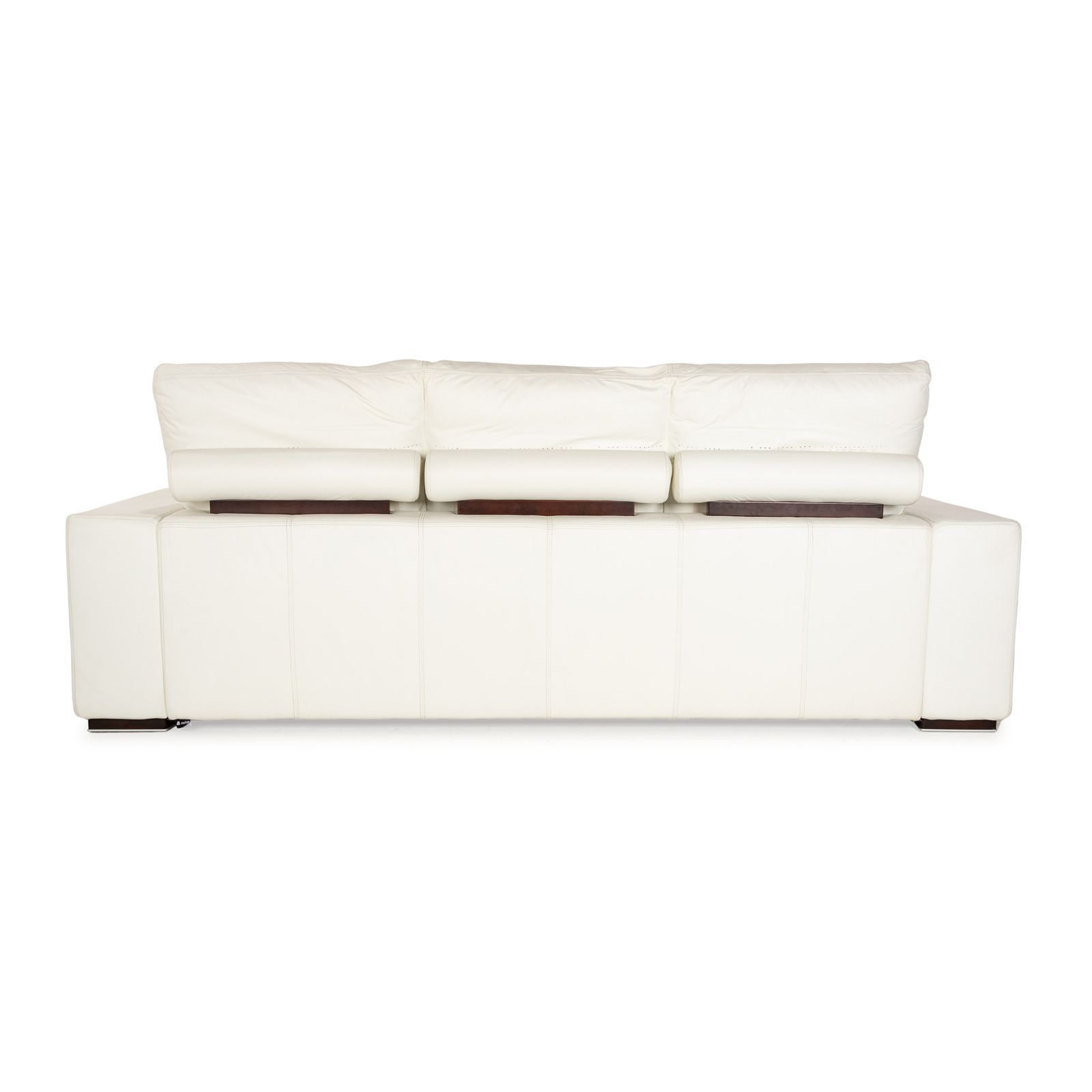 Nieri Leather Three Seater Cream White Sofa photo vintage