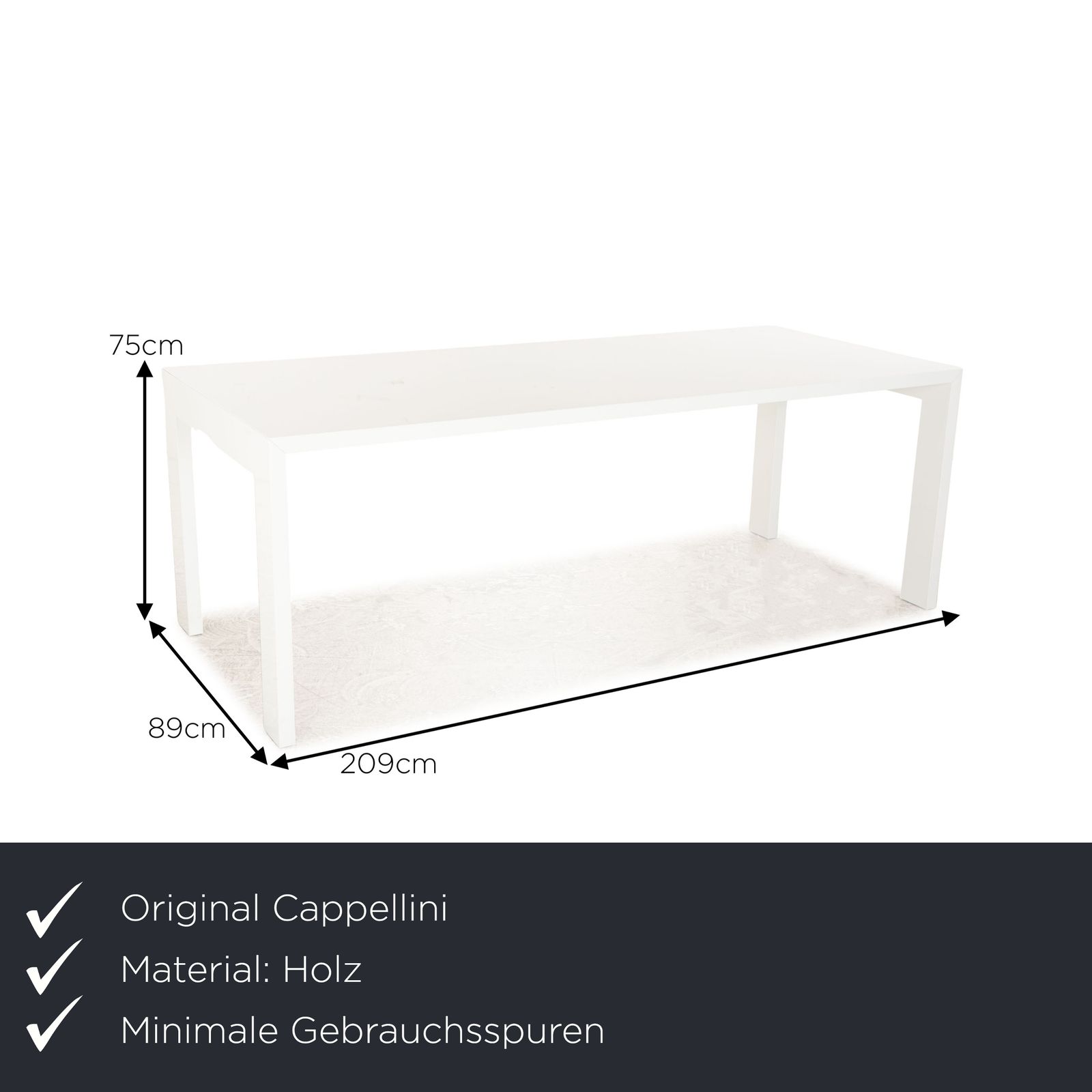 Table à manger Cappellini Gamma en bois blanc, par Jasper Morrison 209 x 89 x 75 cm photo furniture