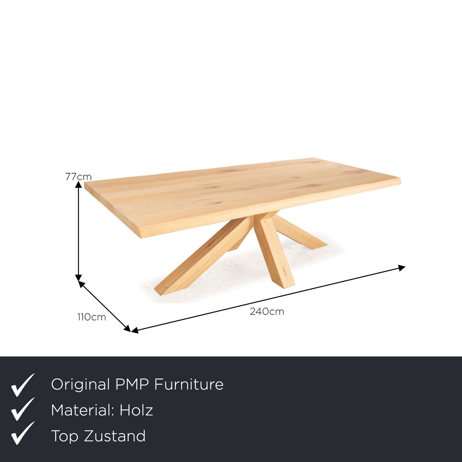 Table à manger PMP Furniture en bois de chêne brun, 240 x 77 x 110 cm photo furniture