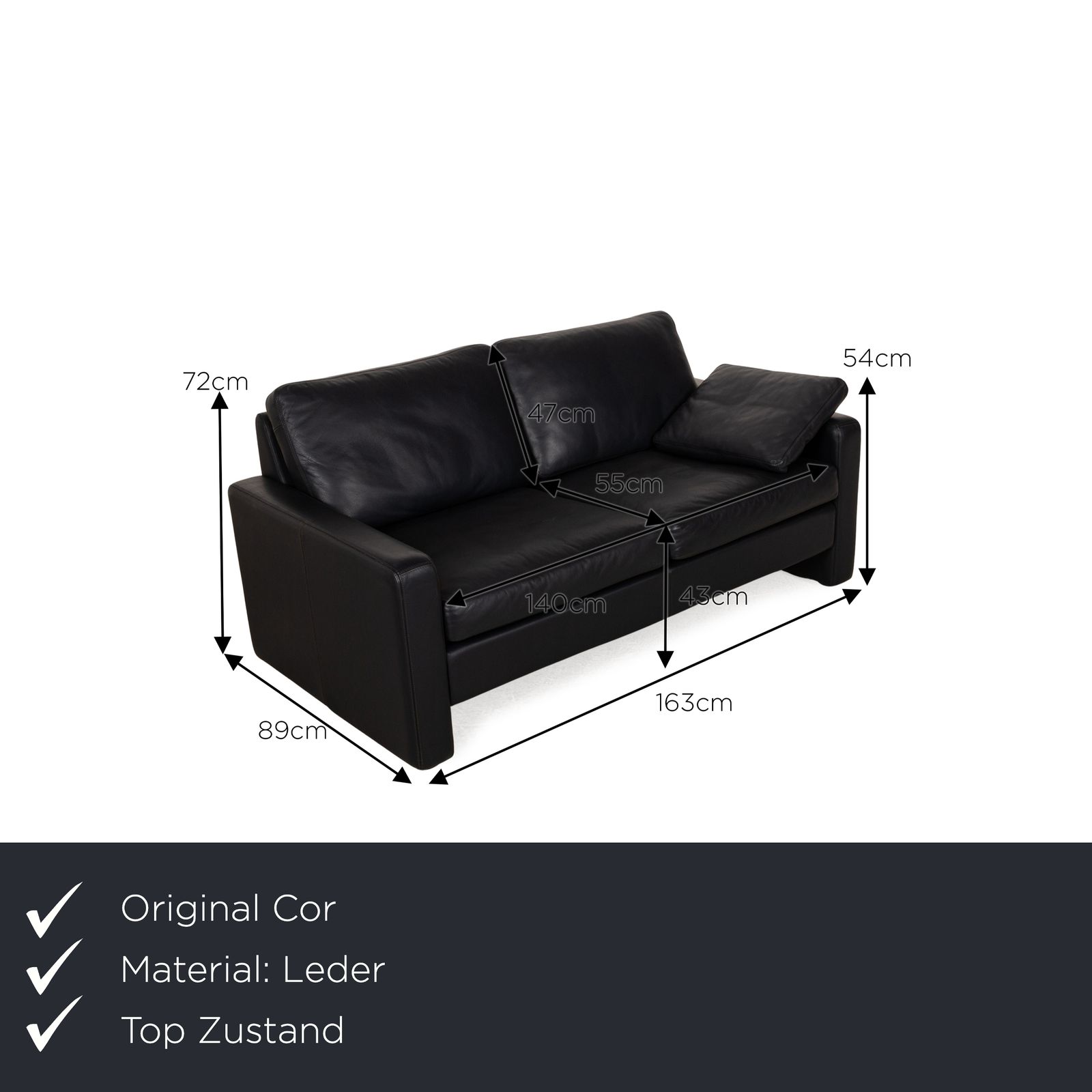 Canapé 2 places Cor Conseta en cuir bleu photo furniture