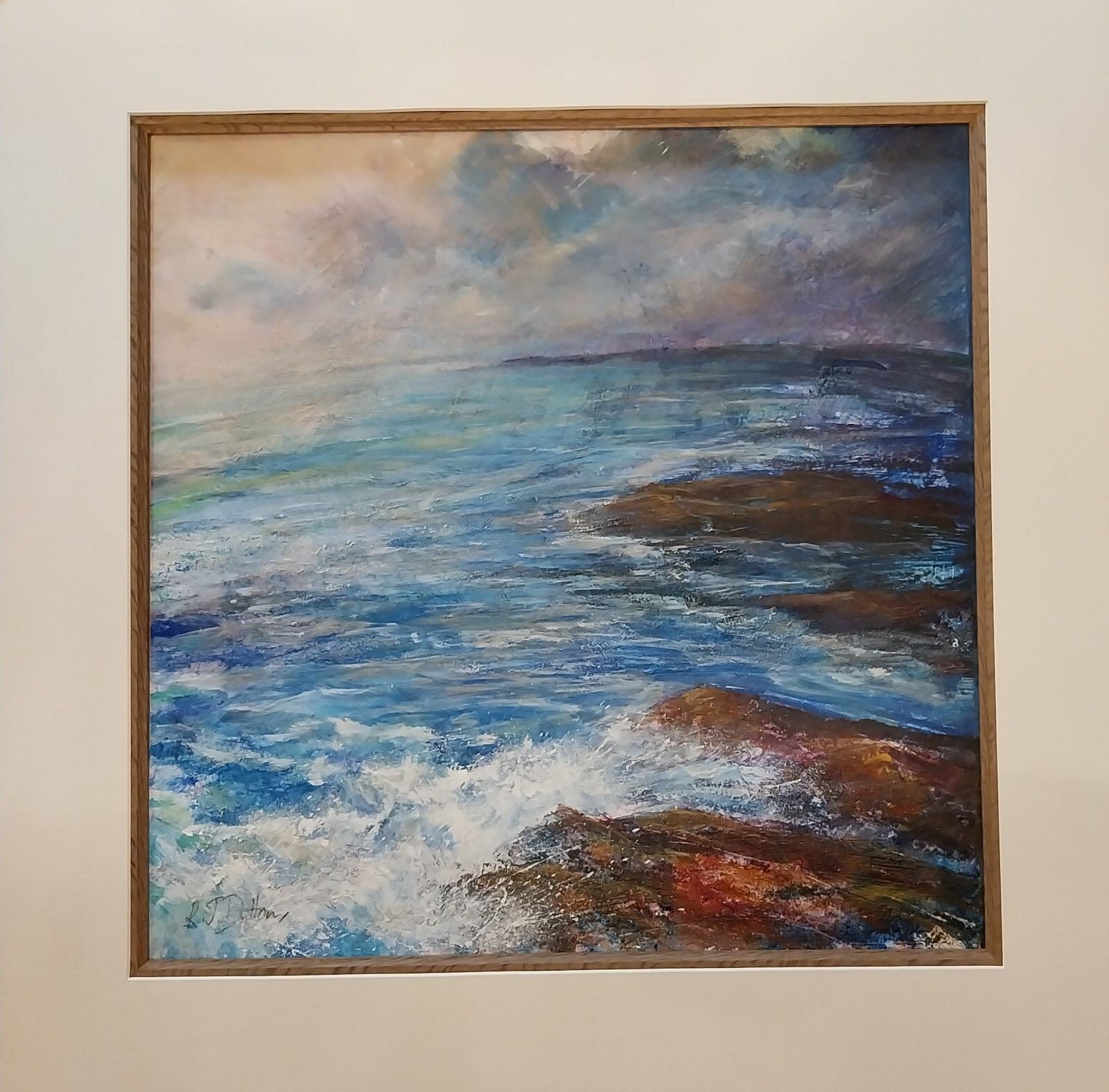 Original Mixed Media Seascape Robert J Dutton Beach Seas Yorkshire Coast  Ooak photo for sale