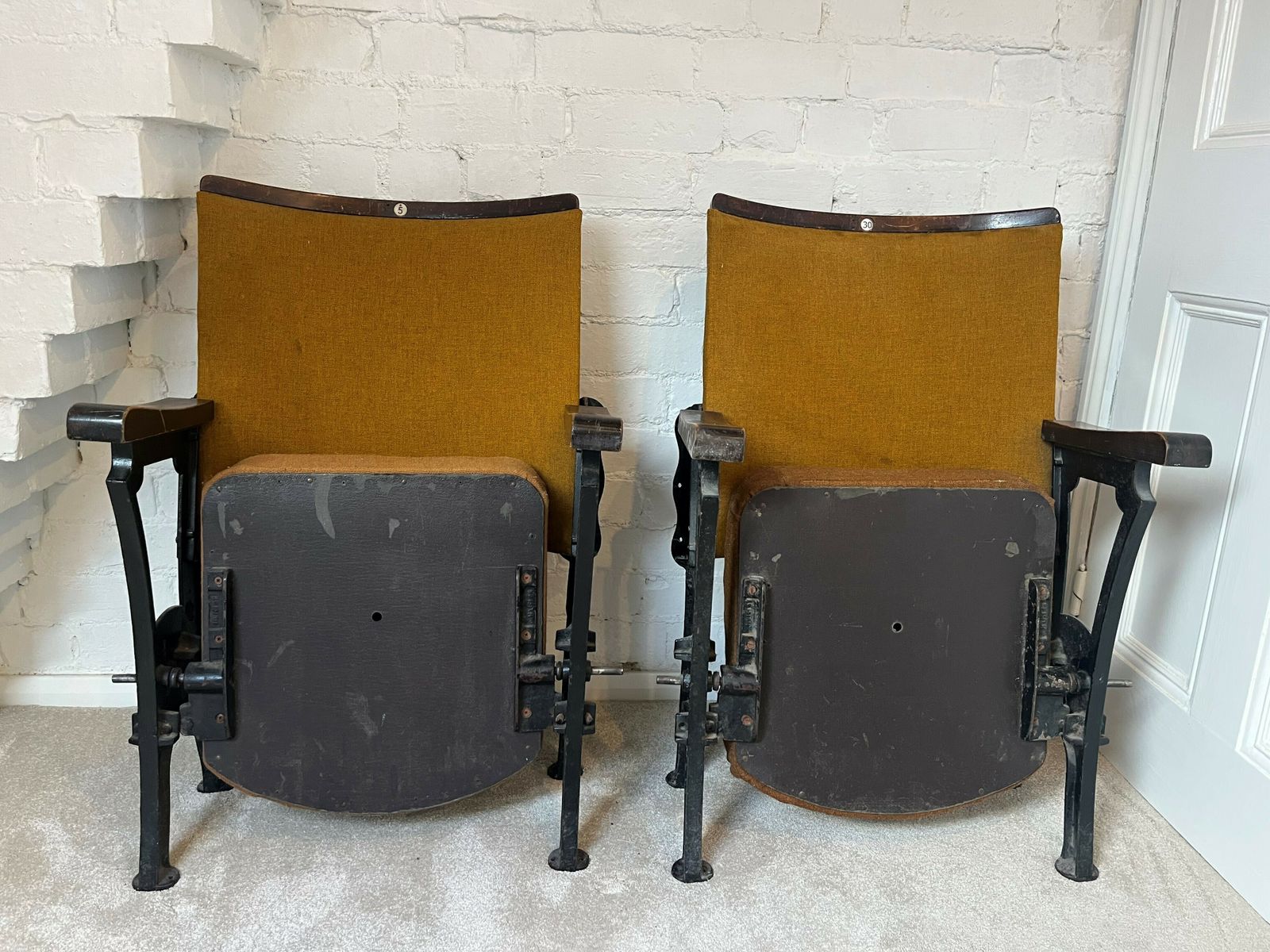2 Antique Theatre Cinema Seats C1920s photo furniture