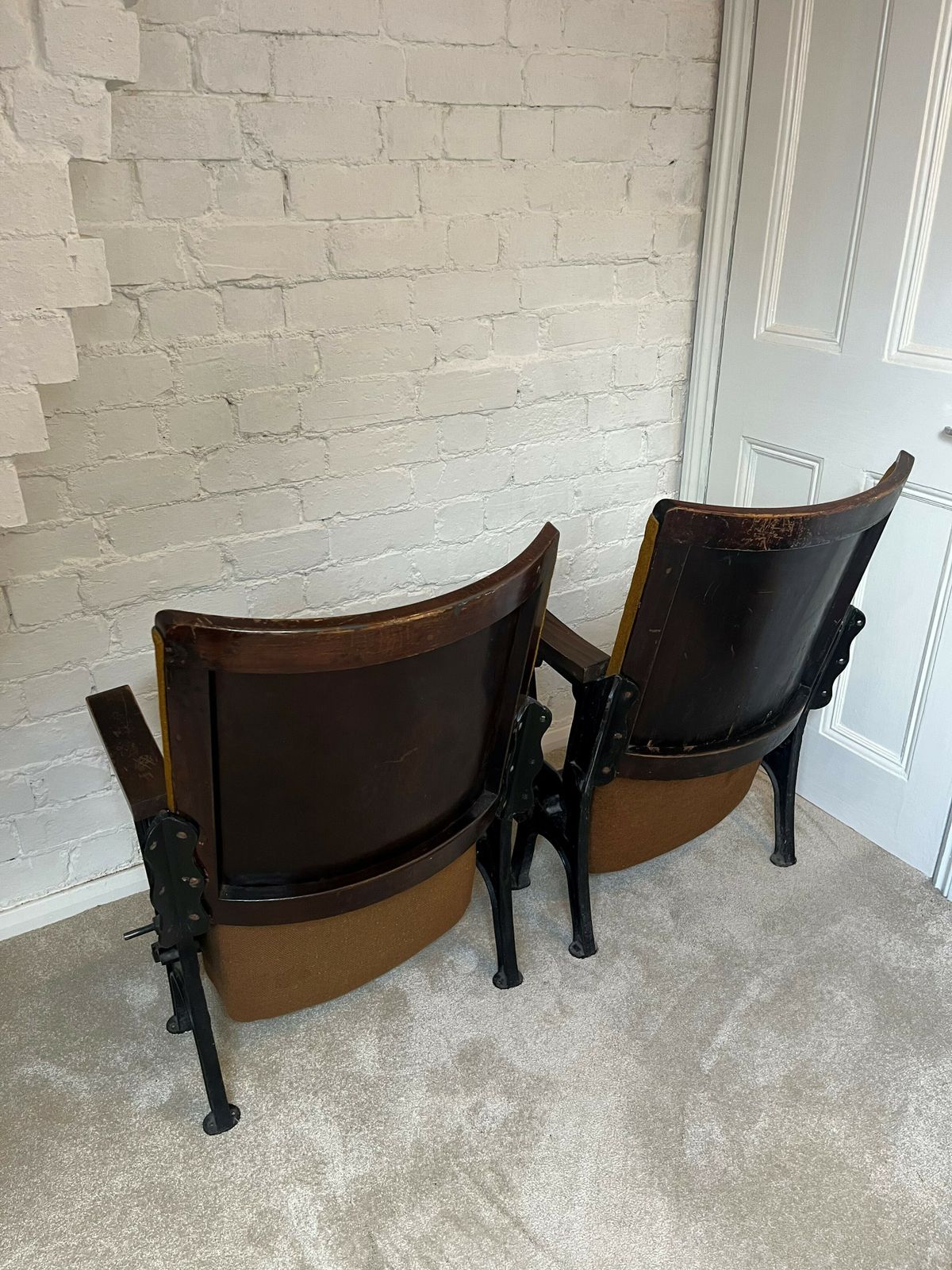 2 Antique Theatre Cinema Seats C1920s photo for sale