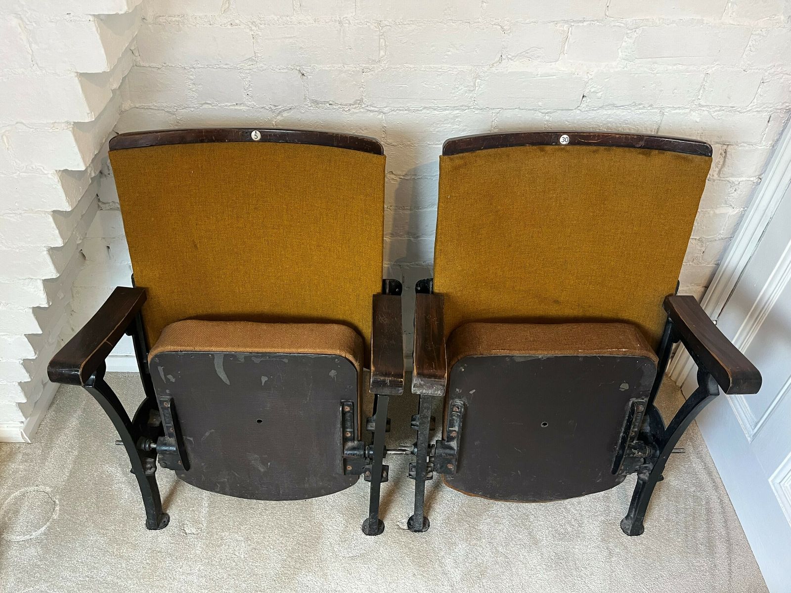 2 Antique Theatre Cinema Seats C1920s photo 700.0