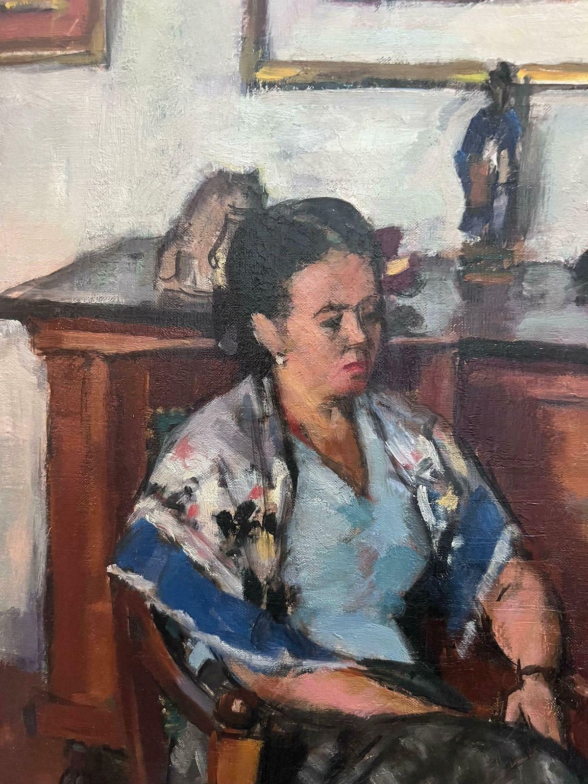 Georges Pacouil (1903 1996)fine Mid 20th Century French Signed Oil Lady Seated In Interior Room Setting1950's photo 1114.0