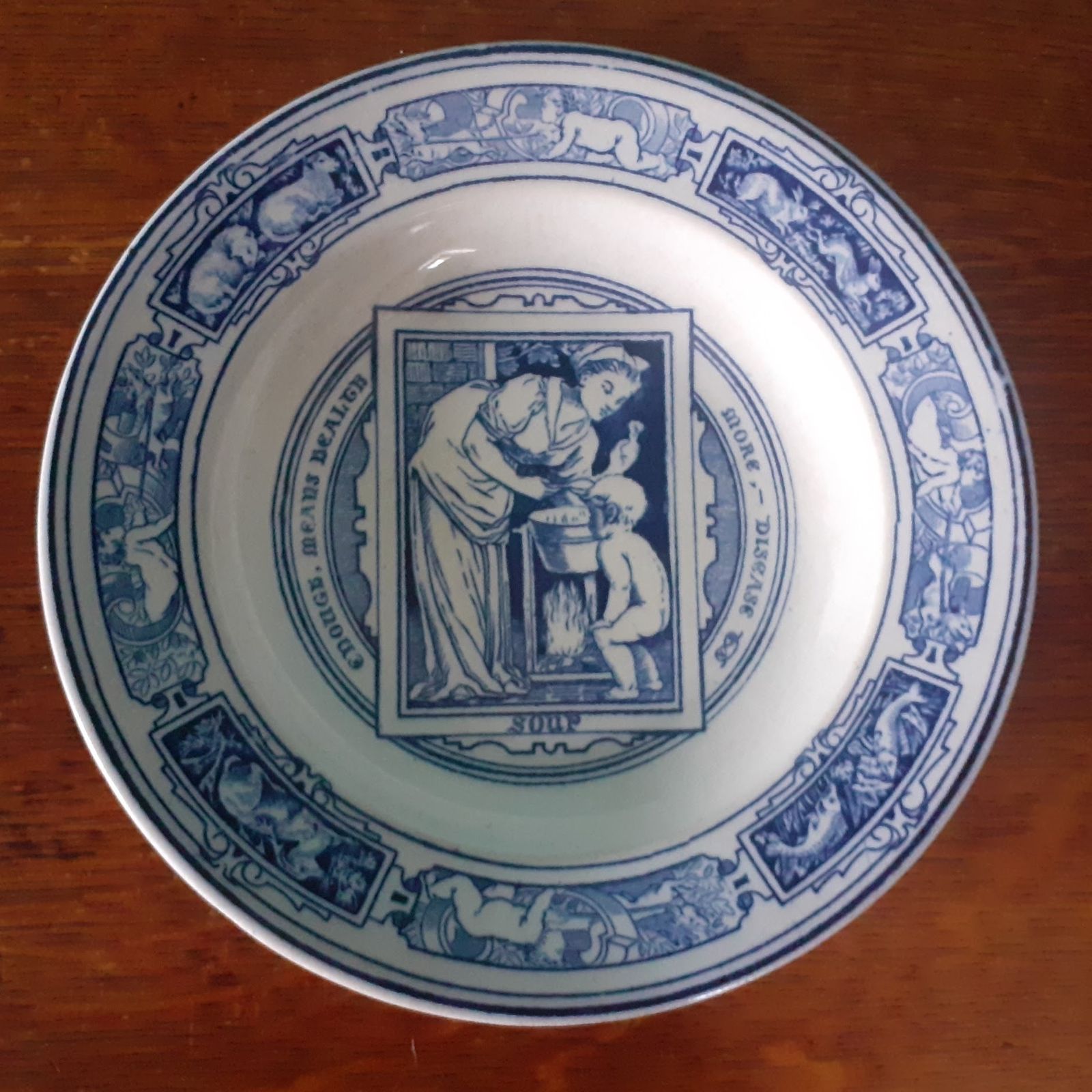 Rare Antique Wedgwood "Banquet" Soup Bowl Pair By Thomas Allen   Blue Transferware photo for sale