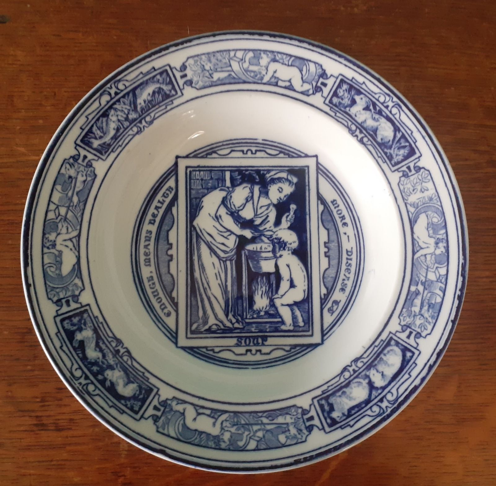 Rare Antique Wedgwood "Banquet" Soup Bowl Pair By Thomas Allen   Blue Transferware photo Home Decor